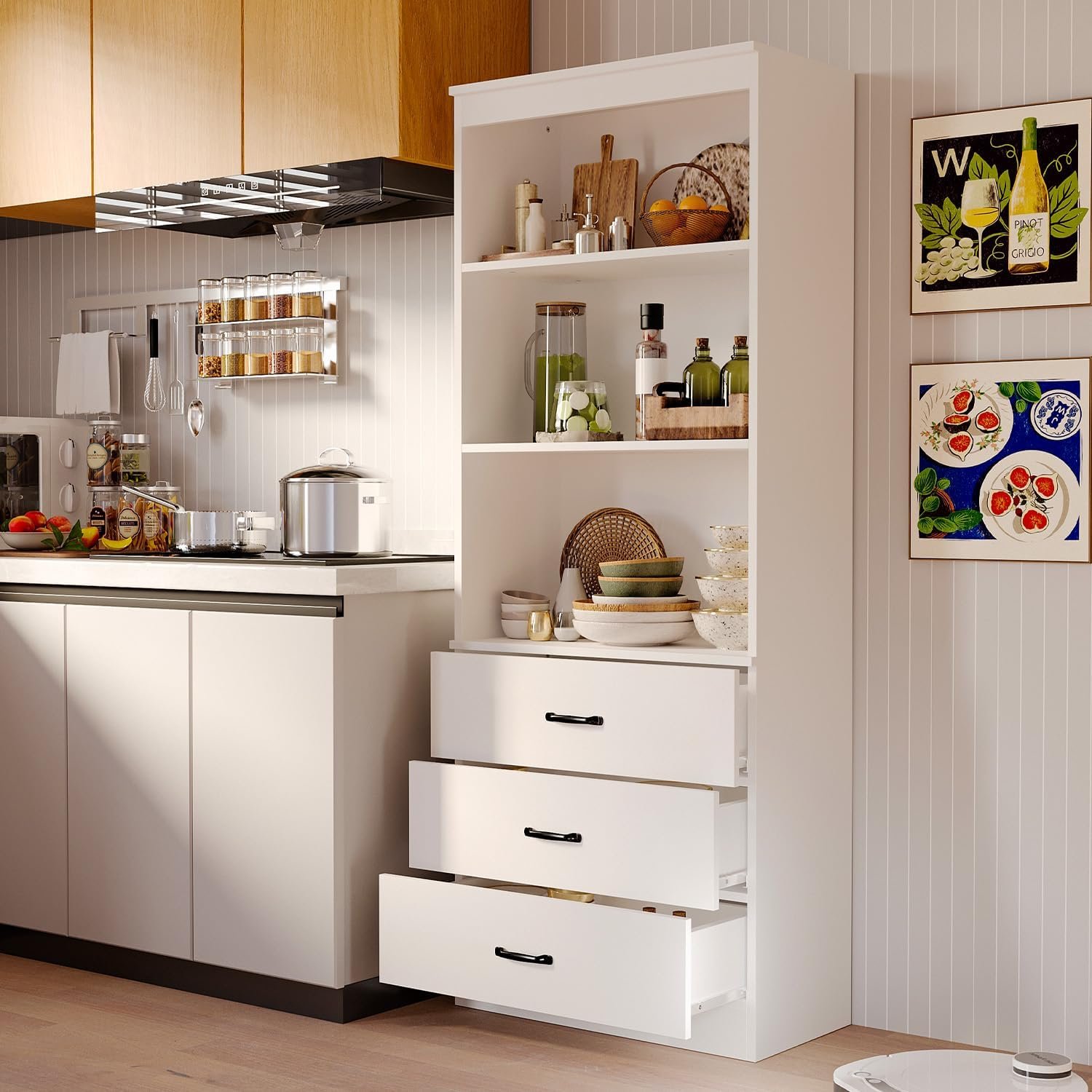 70英寸多层书架带抽屉储物柜 留学生宿舍高效整理书籍衣物 瞬间变身整洁学习角