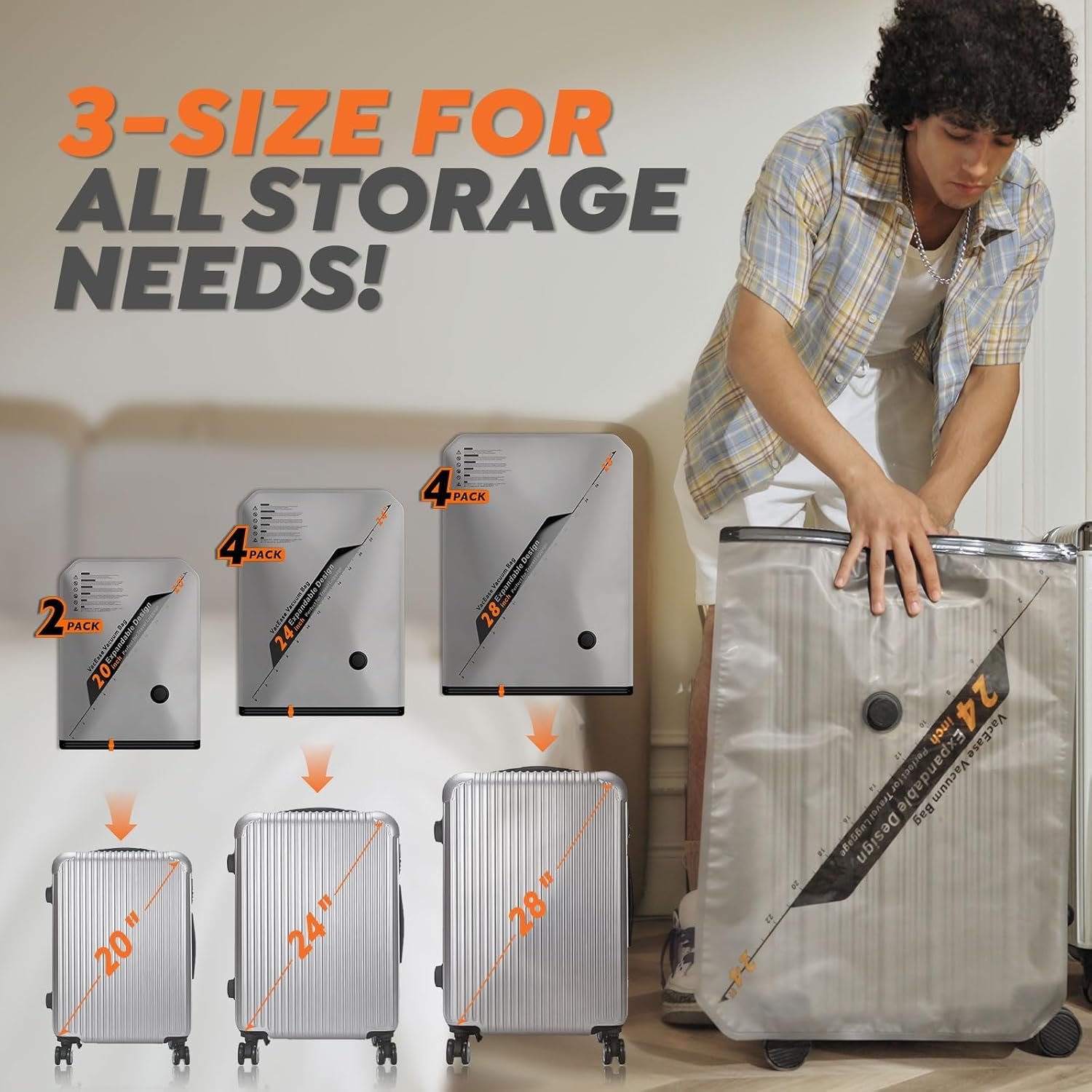 留学生宿舍行李瘦身套装：10件可充电无线真空压缩储物袋 - 海外旅行打包衣服毯子瞬间省空间