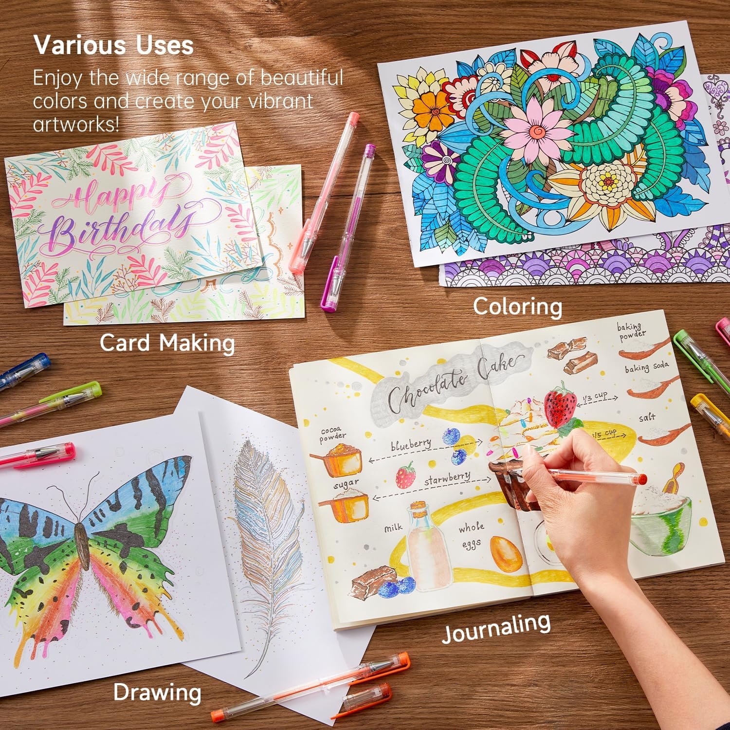 360支凝胶笔套装 180色笔+180替换芯 留学生宿舍深夜涂鸦解压 成人着色书绘画 doodling 艺术创作