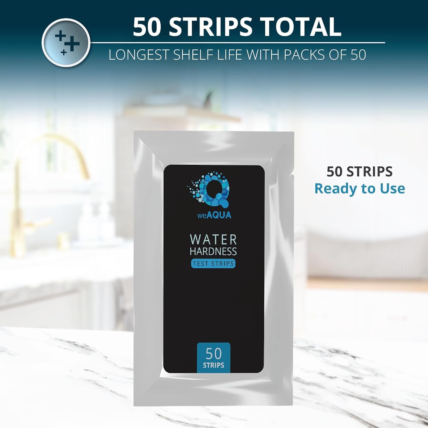 水硬度测试套装 50条 - 留学生海外公寓自来水速测 防皮肤干燥护洗碗机 – 钙镁硬度检测(0-425ppm) 饮用家用省心必备