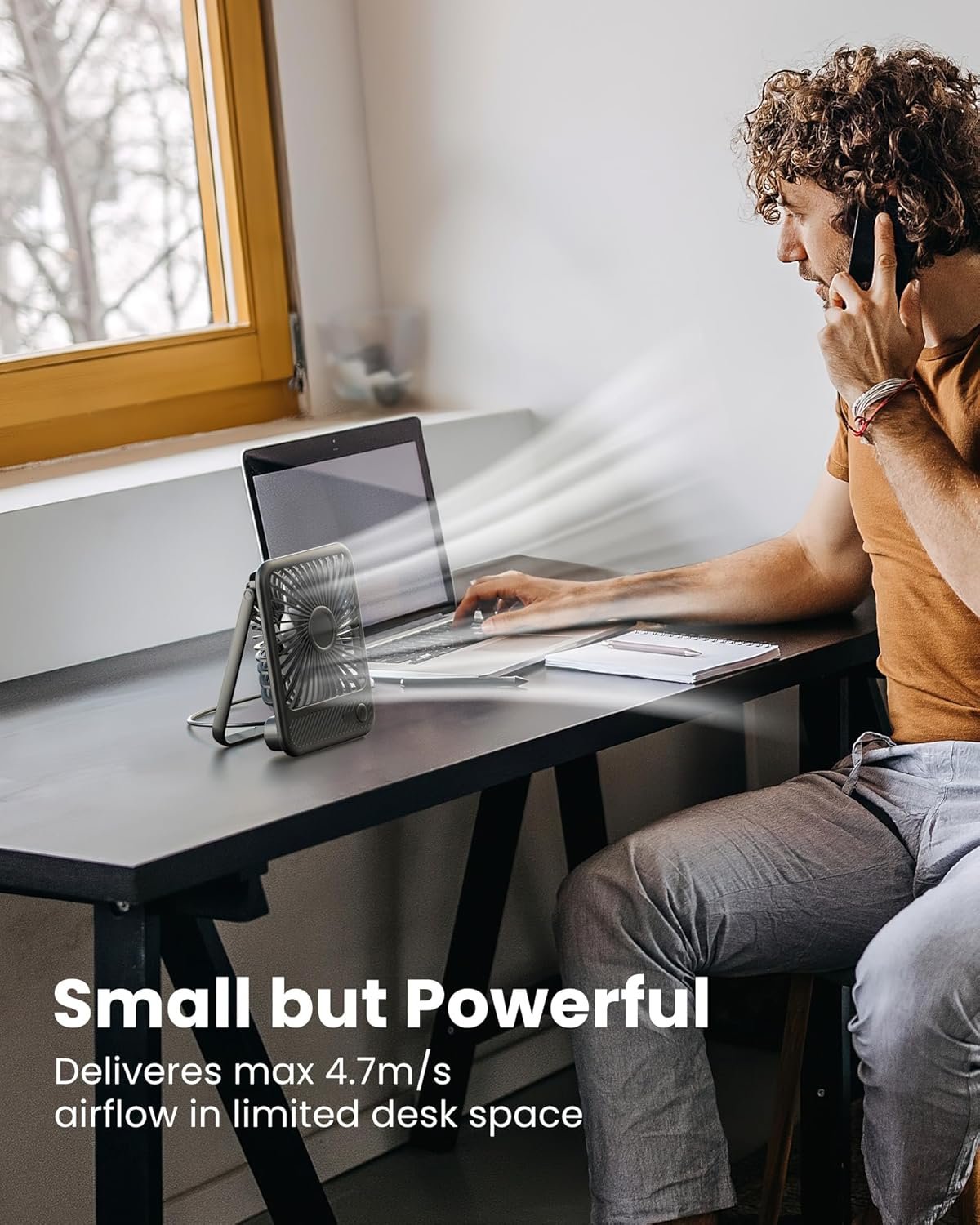 USB折叠桌扇，留学生租房宿舍热浪克星，超静音强风3档调节180°倾角，随电脑供电熬夜赶due凉爽高效