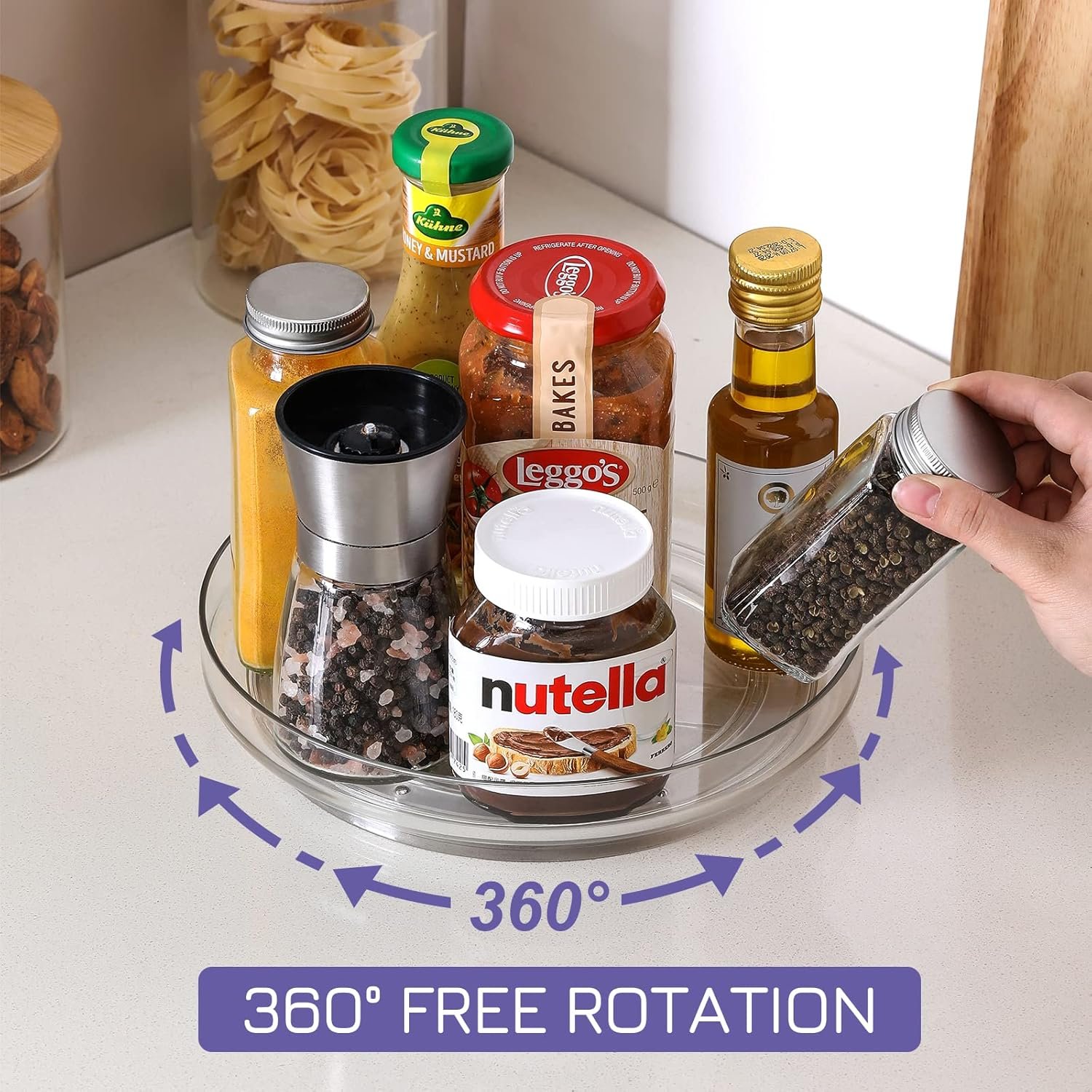 4件装9寸透明亚克力懒苏珊转盘，留学生小厨房一转搞定调料化妆品，非滑底宿舍浴室省空间旋转收纳