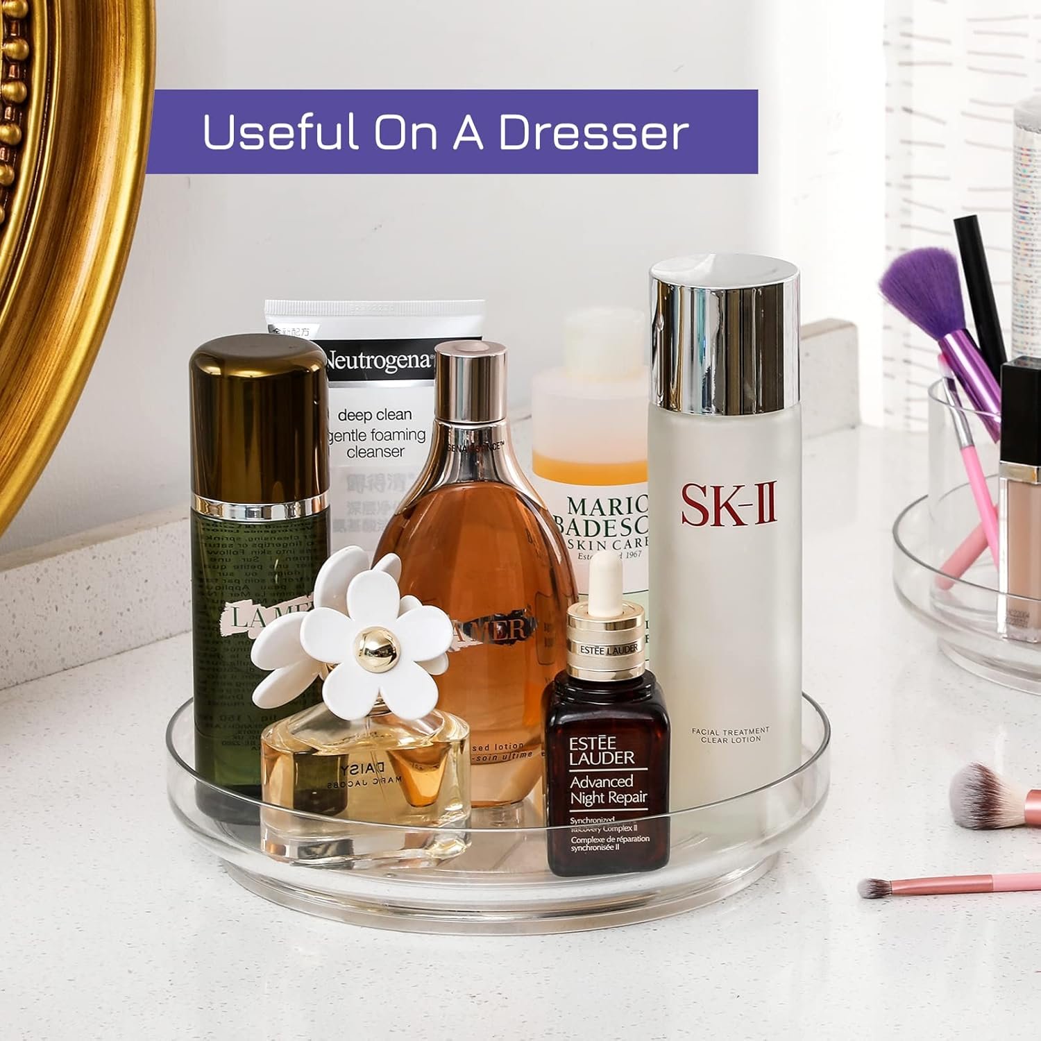 4件装9寸透明亚克力懒苏珊转盘，留学生小厨房一转搞定调料化妆品，非滑底宿舍浴室省空间旋转收纳