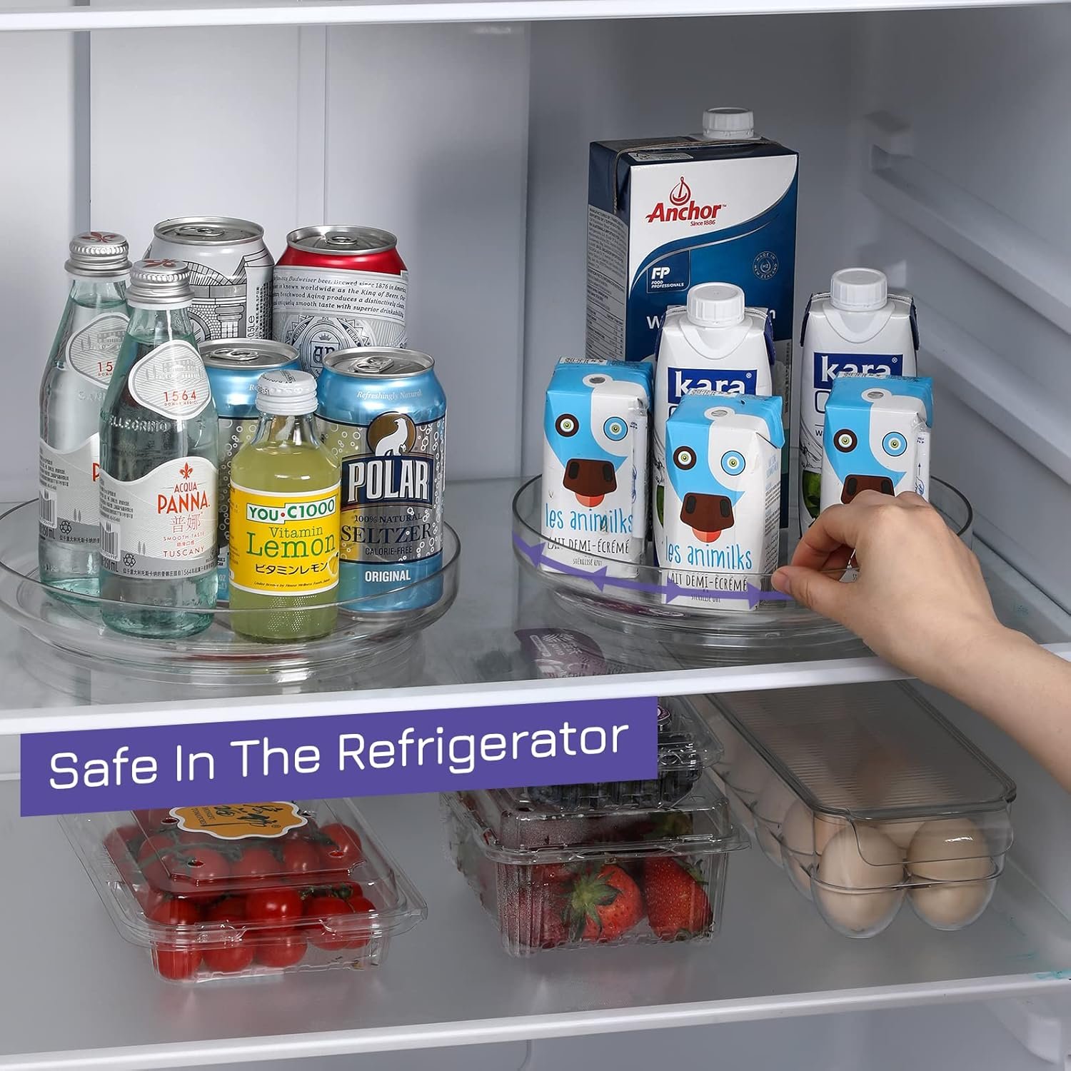 4件装9寸透明亚克力懒苏珊转盘，留学生小厨房一转搞定调料化妆品，非滑底宿舍浴室省空间旋转收纳