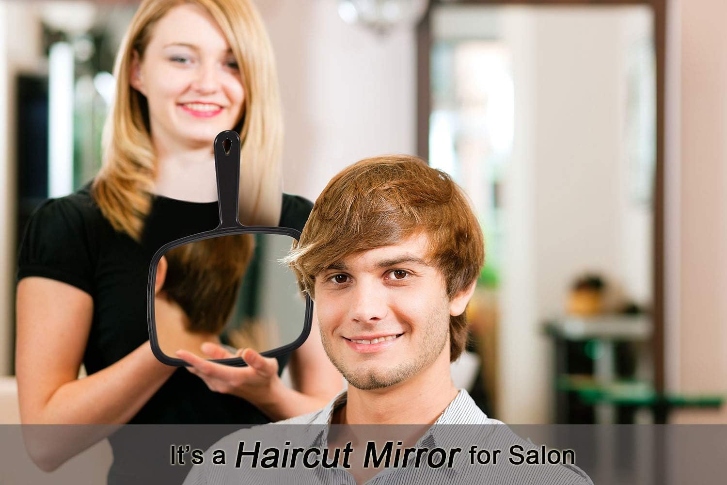 10.3x7.4英寸方形手持理发镜 留学生宿舍自剪后脑勺盲区检查神器