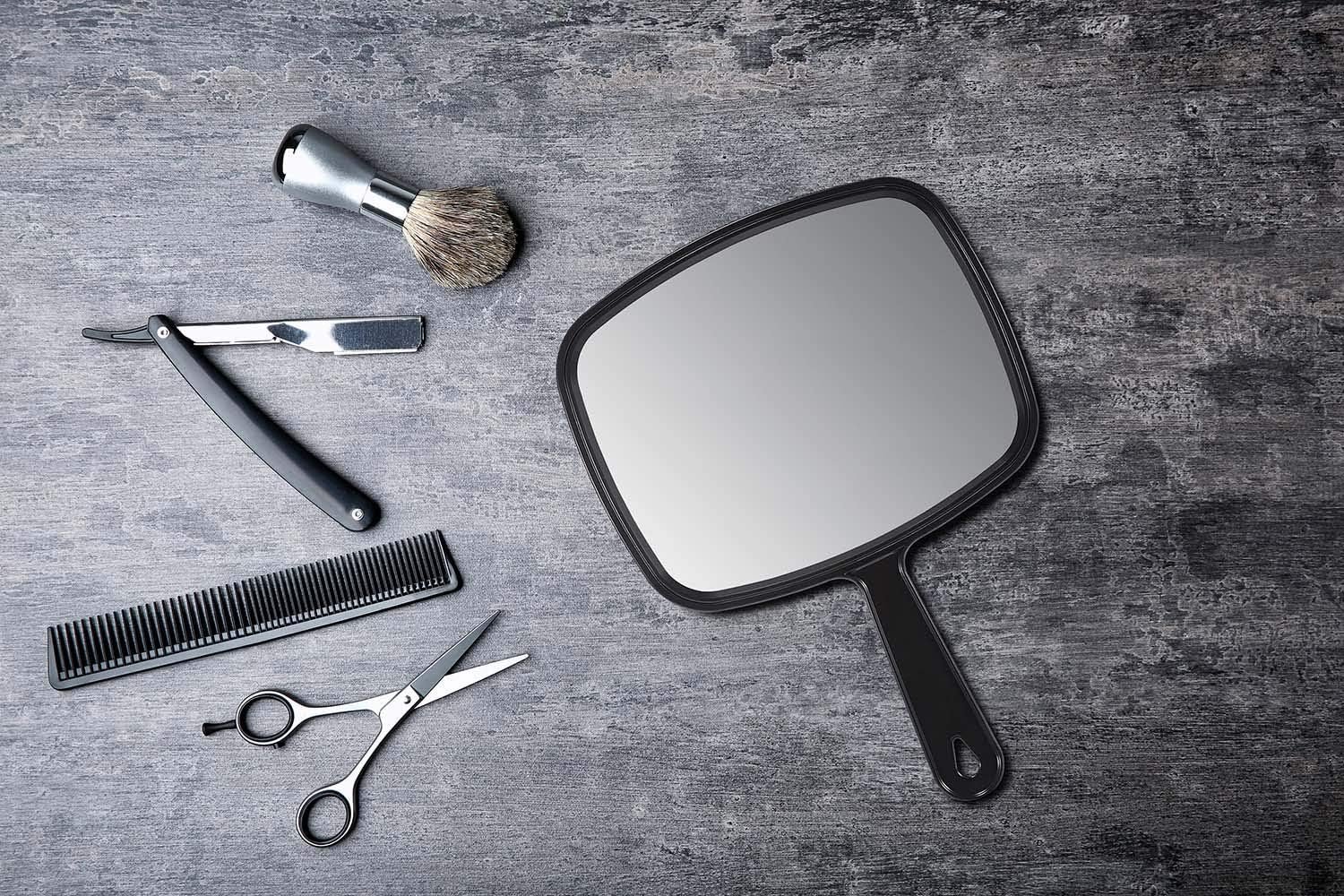 10.3x7.4英寸方形手持理发镜 留学生宿舍自剪后脑勺盲区检查神器