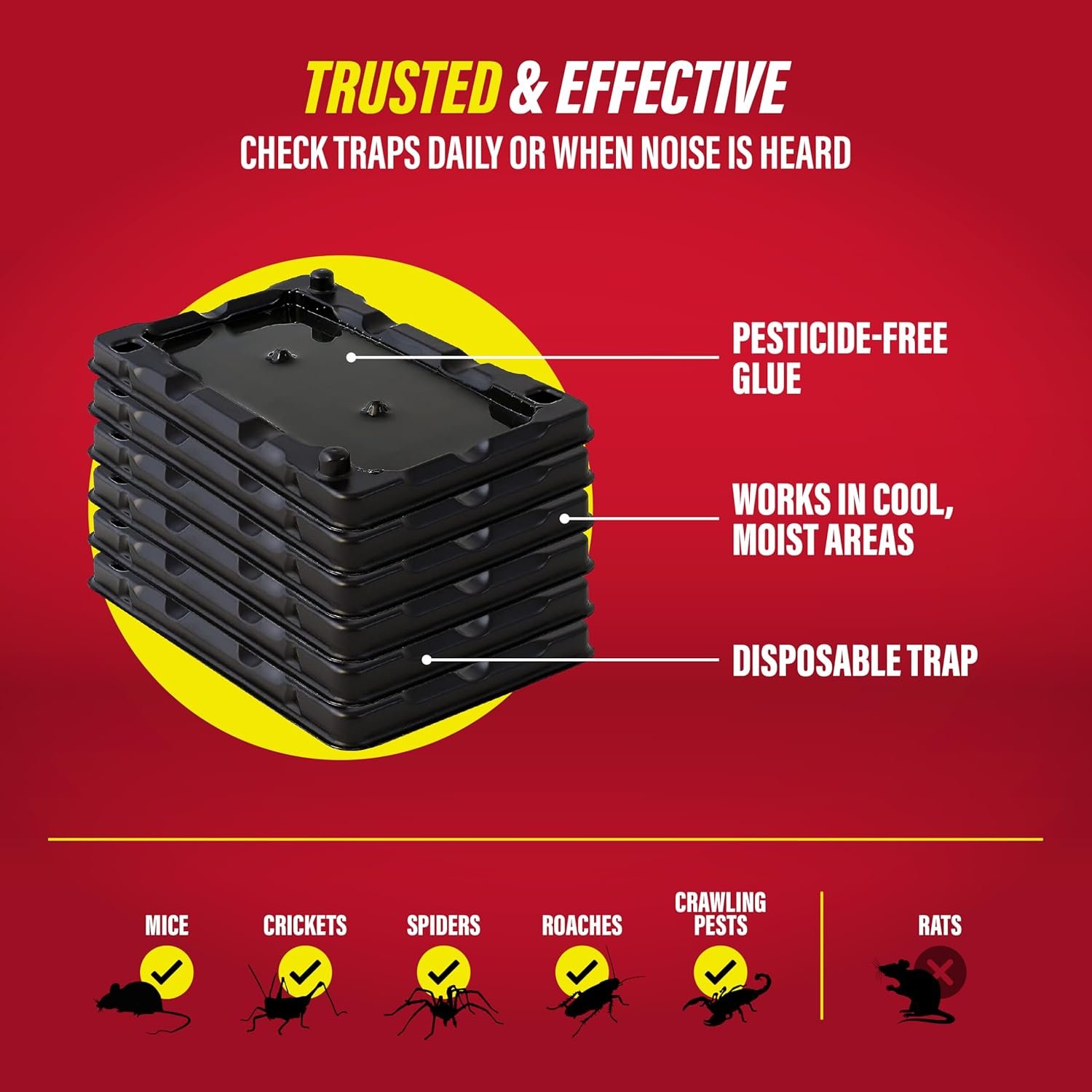 6片重型无农药鼠虫胶粘陷阱，留学生海外公寓厨房深夜鼠窜瞬间守护者