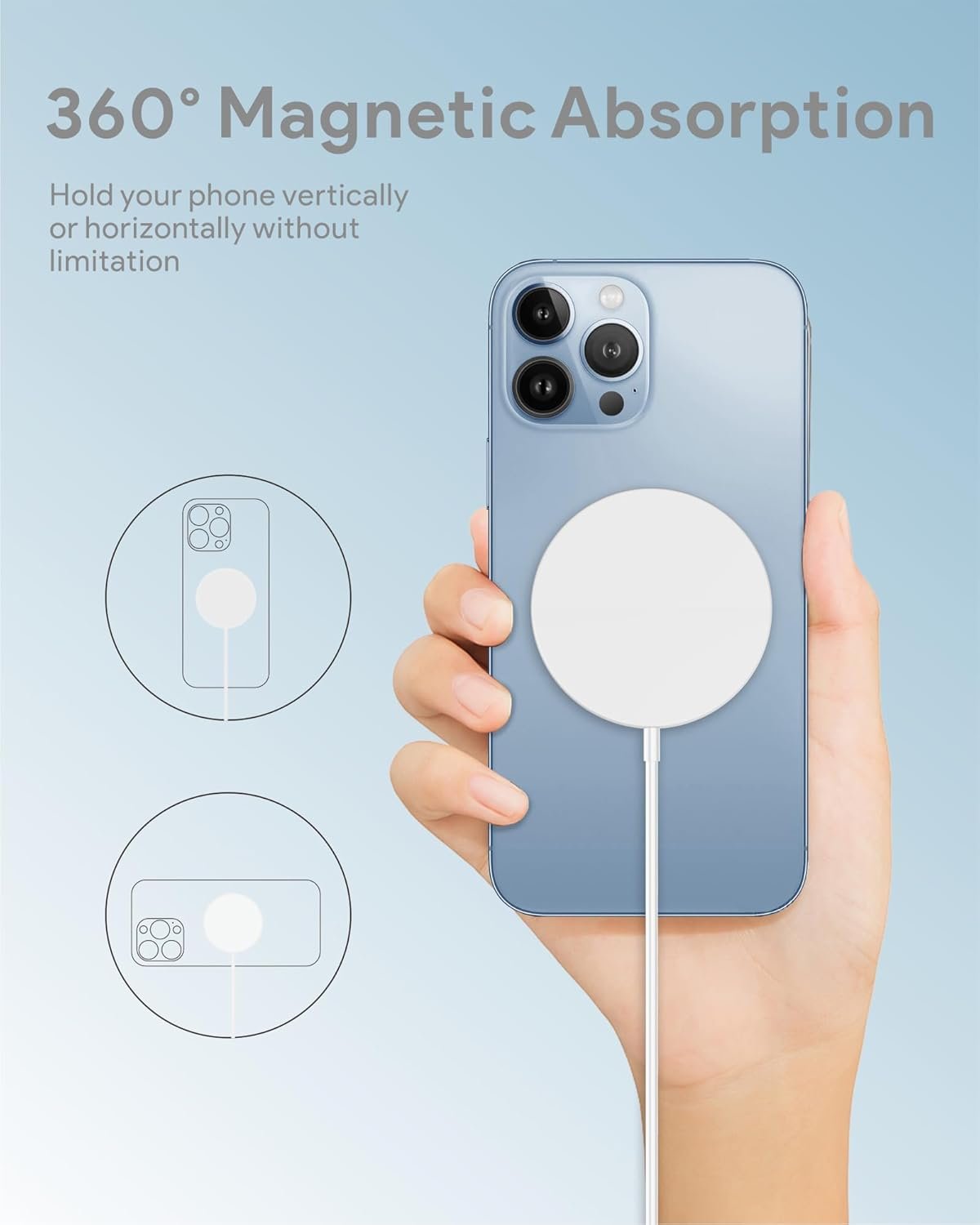 iPhone磁吸无线充电器2件装 留学生宿舍床头快充利器 兼容16/15/14/13系列MagSafe/AirPods Pro 2