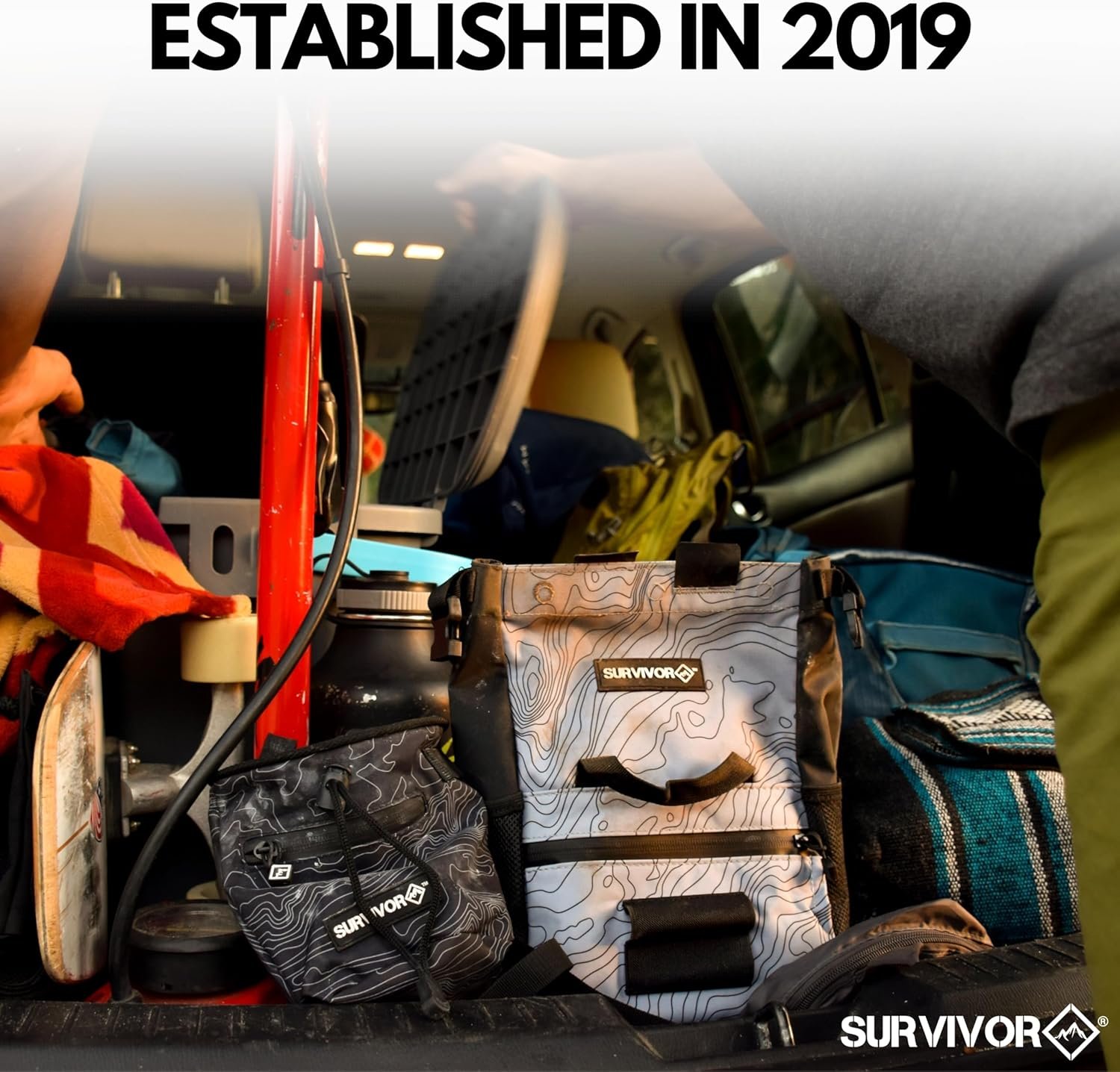 攀岩粉袋 - 留学生海外岩壁探险，拉绳防散双拉链口袋刷架抓握攀登