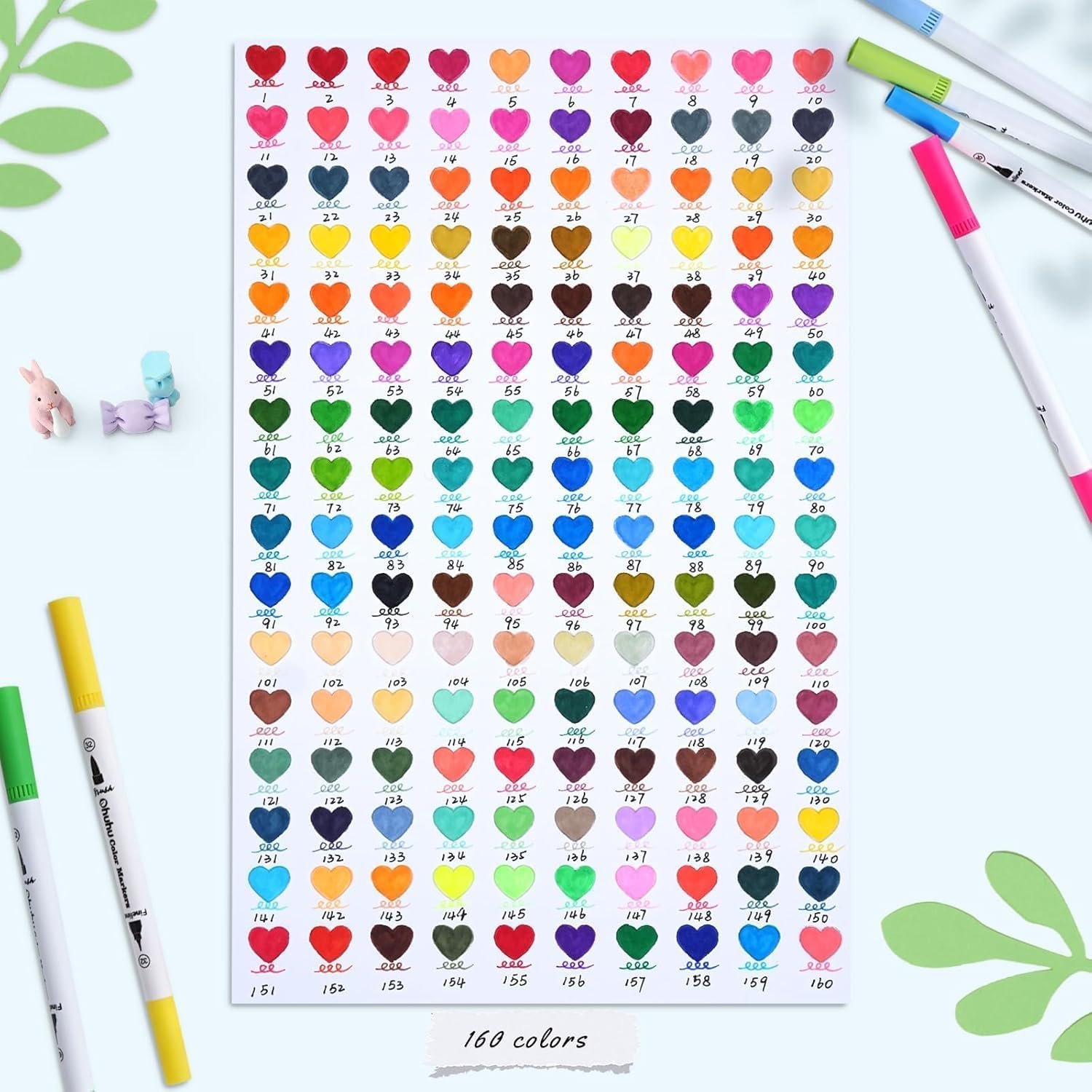 不渗色160色双头马克笔 留学生宿舍手绘日记解压神器 水基细线刷头着色绘本手写专用