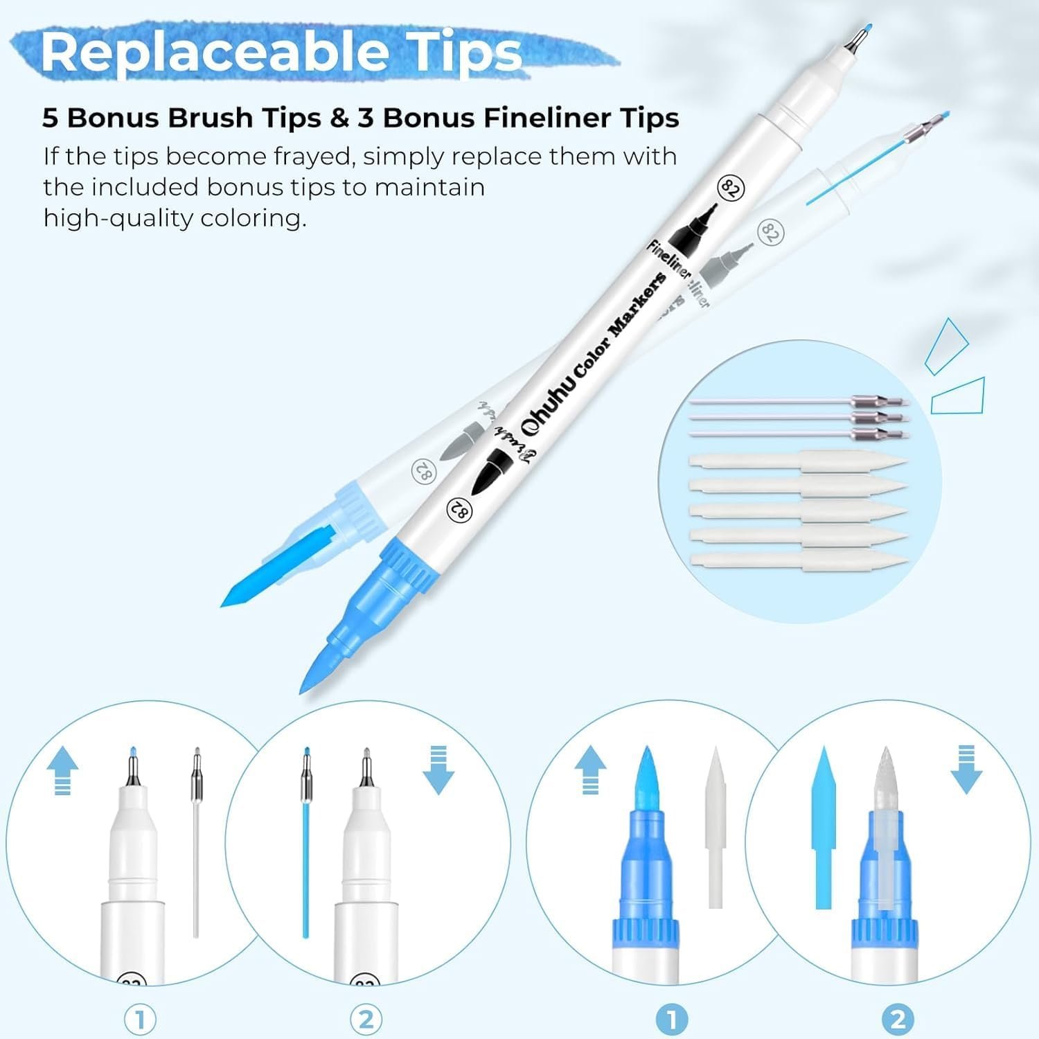 不渗色160色双头马克笔 留学生宿舍手绘日记解压神器 水基细线刷头着色绘本手写专用