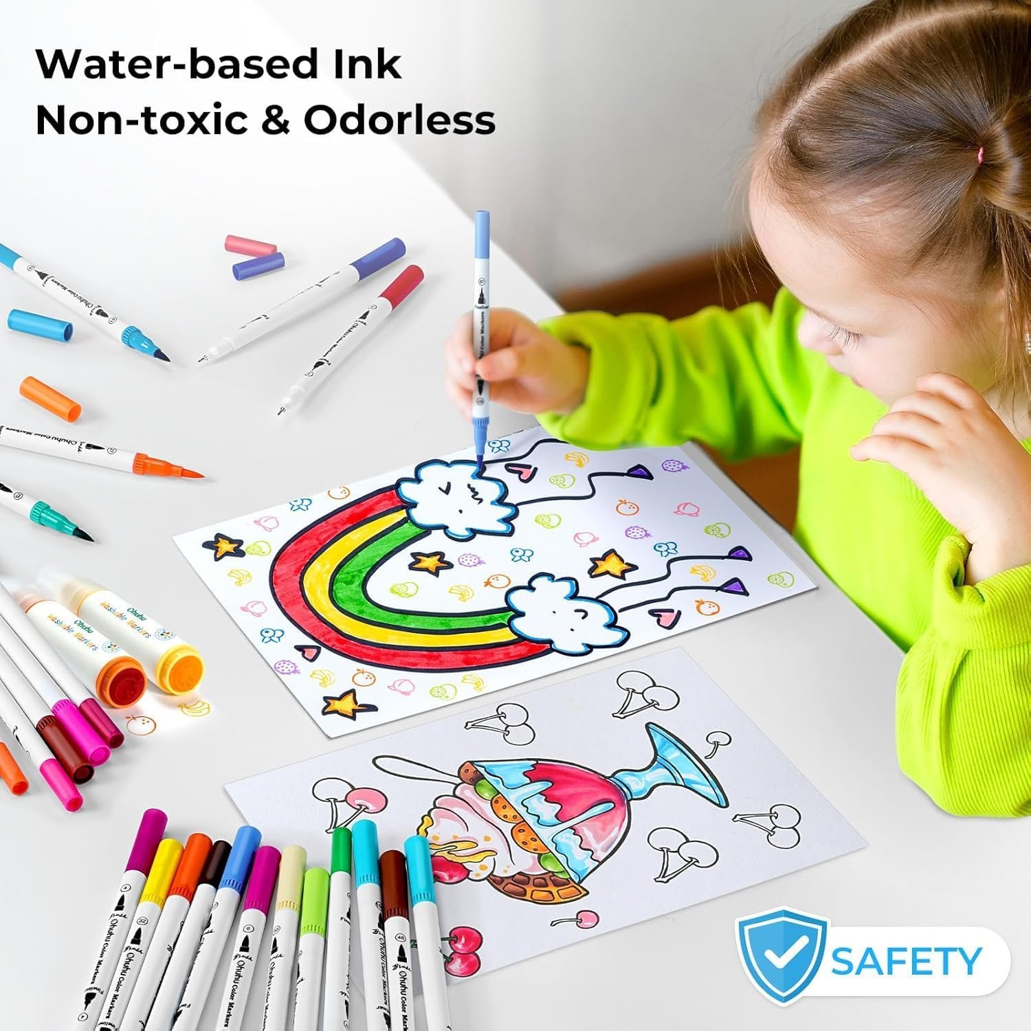 不渗色160色双头马克笔 留学生宿舍手绘日记解压神器 水基细线刷头着色绘本手写专用