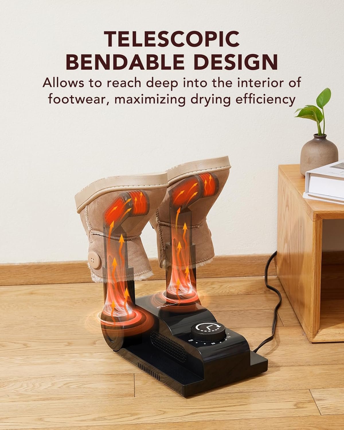 留学生宿舍雨雪湿靴速干器 - 热风烘干工作靴鞋手套 180°可调伸缩架 智能定时温暖脚丫