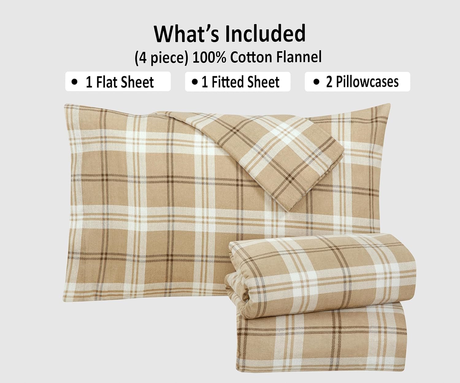 留学生宿舍Twin尺寸4件套棉法兰绒床单-寒冬蜷缩温暖如家超柔软深兜透气全季舒适