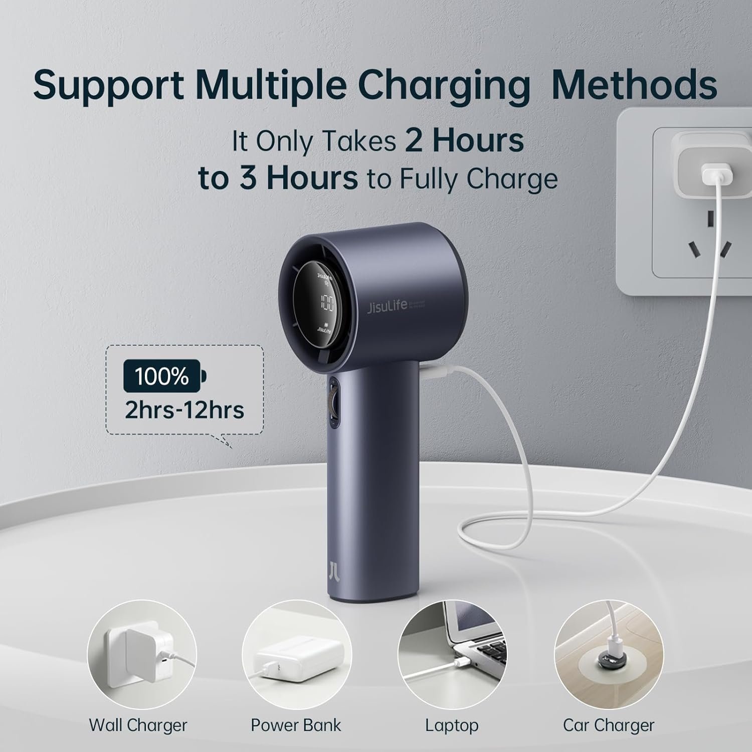 手持涡轮风扇1-100速可调迷你款 3600mAh电池充电数字显示 留学生海外地铁通勤高温即刻清凉-蓝 手持涡轮风扇1-100速可调迷你款 3600mAh电池充电数字显示 留学生海外地铁通勤高温即刻清凉-蓝