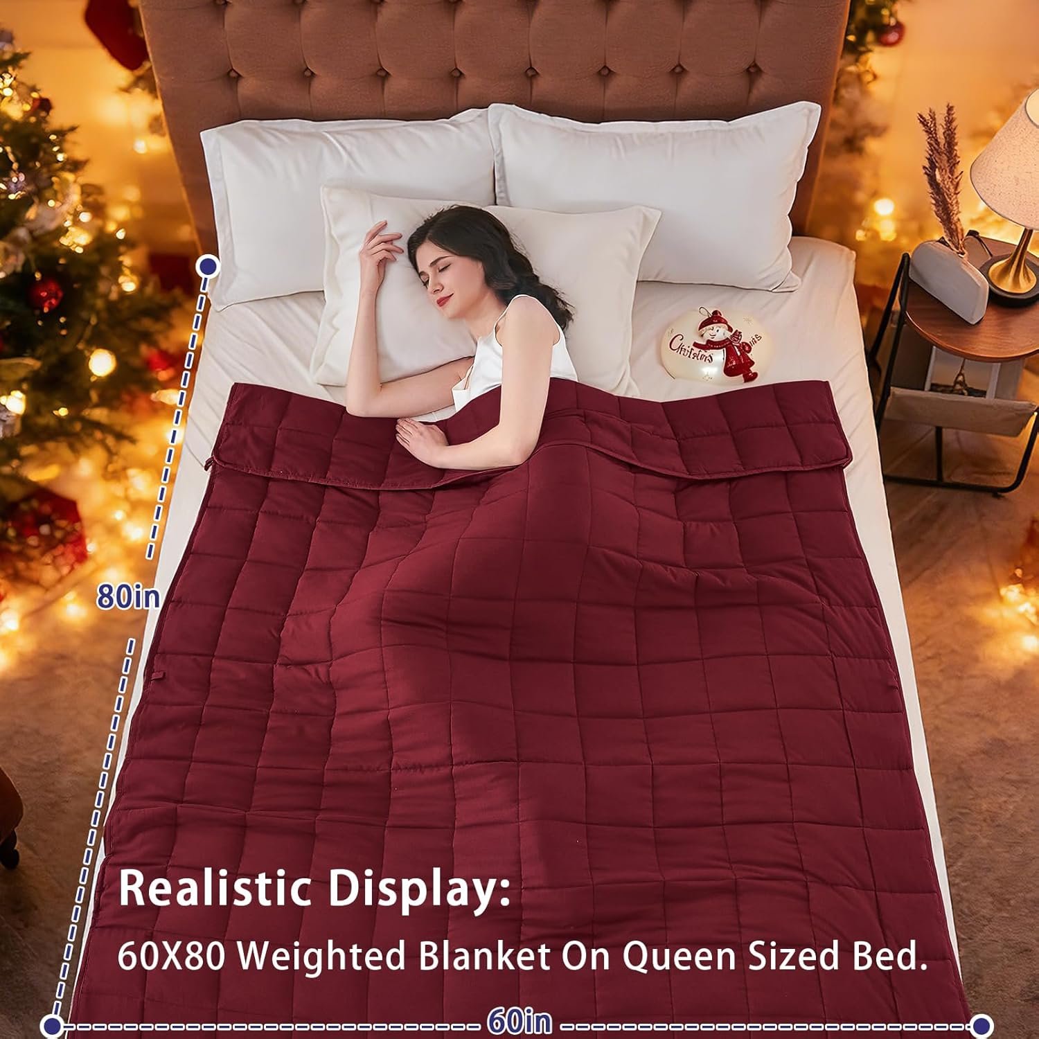 20磅加重毯60x80英寸红色女王尺寸 留学生宿舍模拟拥抱深压疗愈 异乡独眠安心机洗款