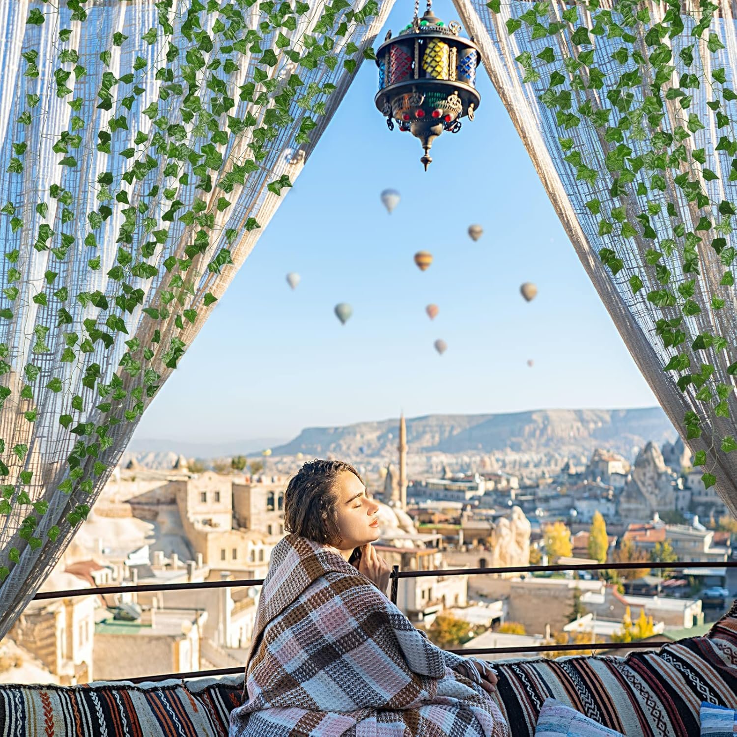 留学生宿舍墙面速变绿洲：12包84英尺假藤蔓 人工ivy叶悬挂绿植花环 美化卧室家居派对