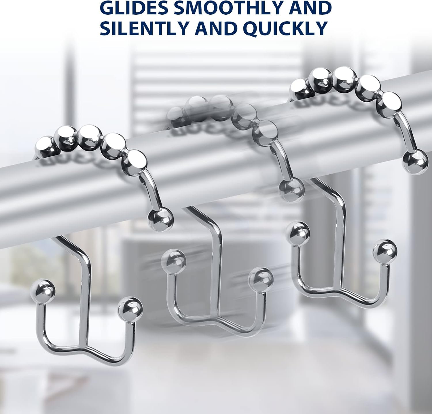 留学生宿舍浴室速挂神器：不锈钢双面淋浴帘钩 12件套 铬色防滑耐锈