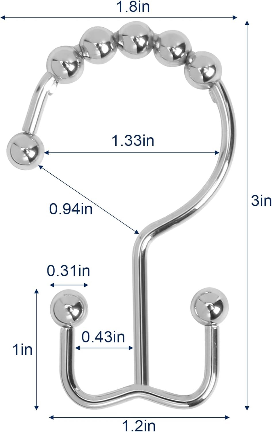 留学生宿舍浴室速挂神器：不锈钢双面淋浴帘钩 12件套 铬色防滑耐锈