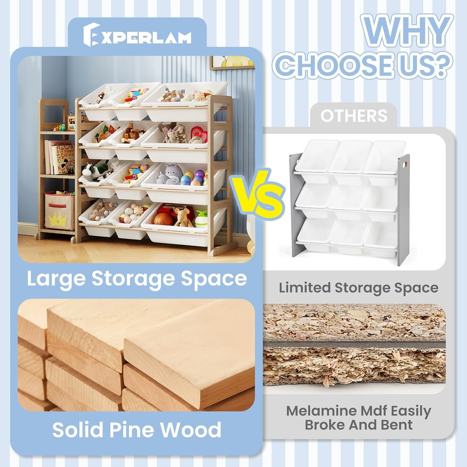 玩具收纳架 - 留学生公寓3层书架12篮整理器，儿童玩具书籍瞬间归位，狭小空间变温馨游戏角