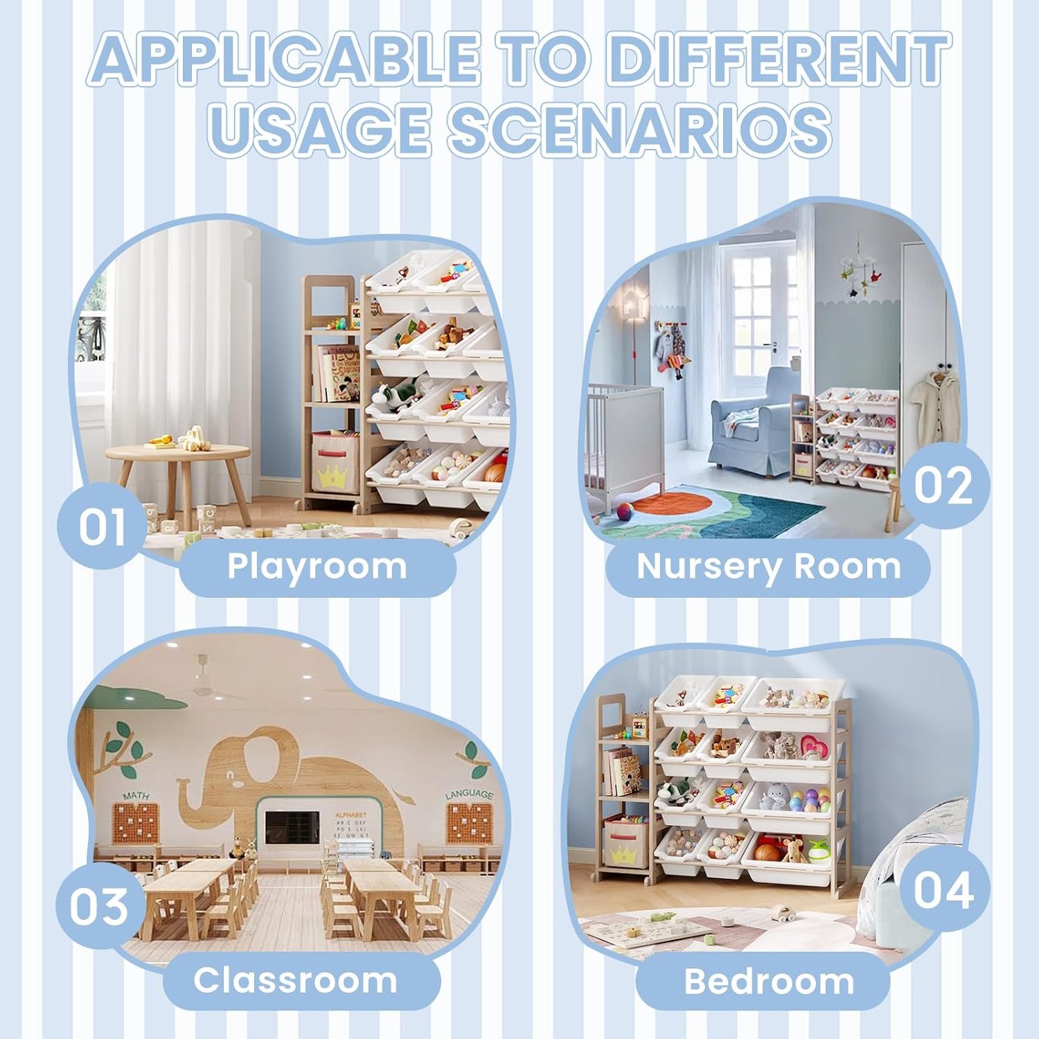 玩具收纳架 - 留学生公寓3层书架12篮整理器，儿童玩具书籍瞬间归位，狭小空间变温馨游戏角