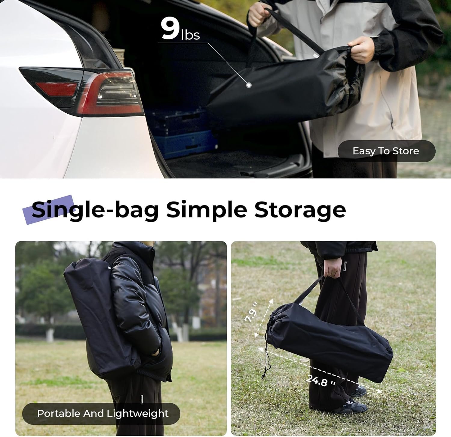 留学生宿舍野餐神器 折叠铝合金露营桌 可调高度超轻便携 带收纳袋 公寓公园BBQ聚会专用 黑色