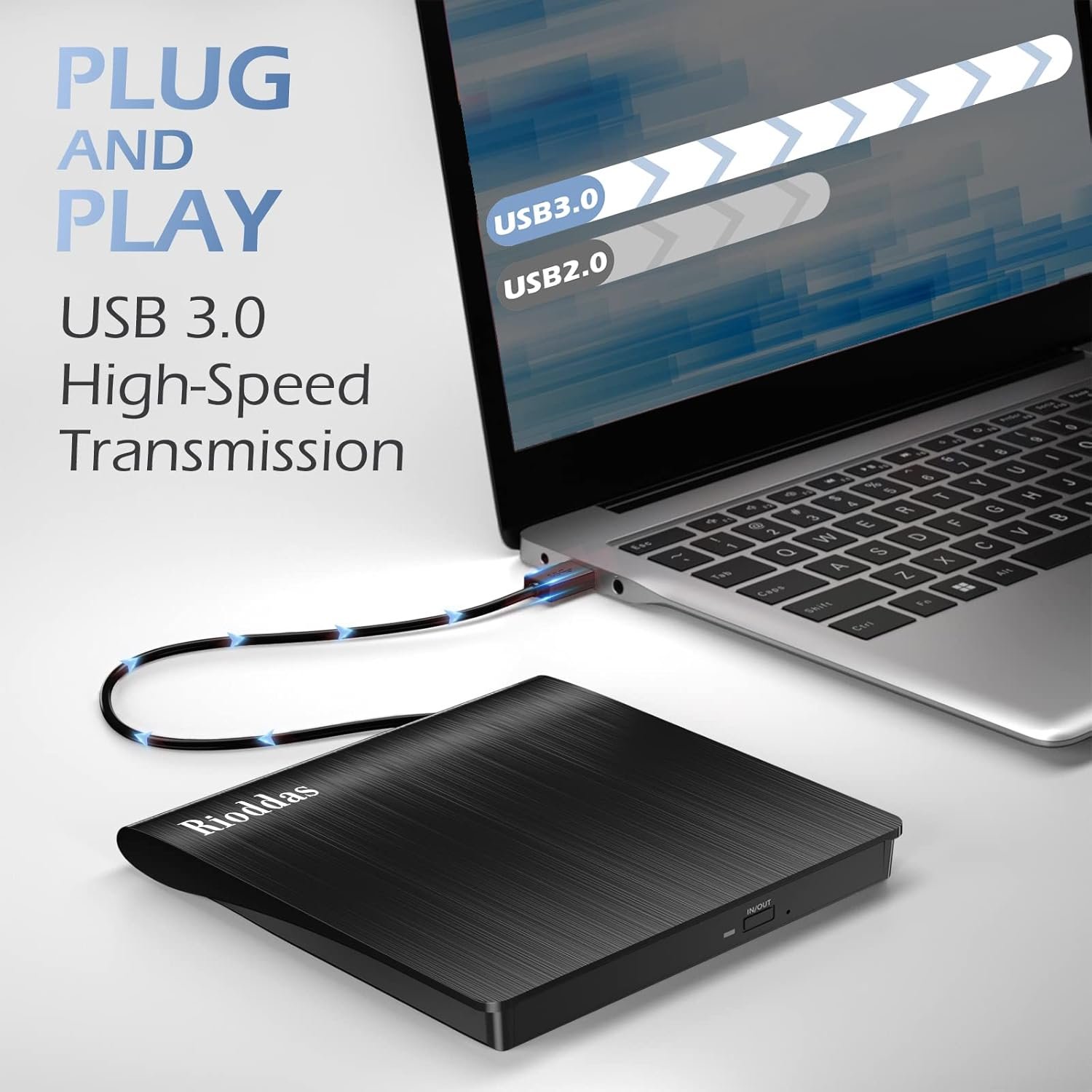 USB 3.0 便携式外置 CD/DVD 光驱，留学生宿舍插上读老家光盘瞬间解乡愁