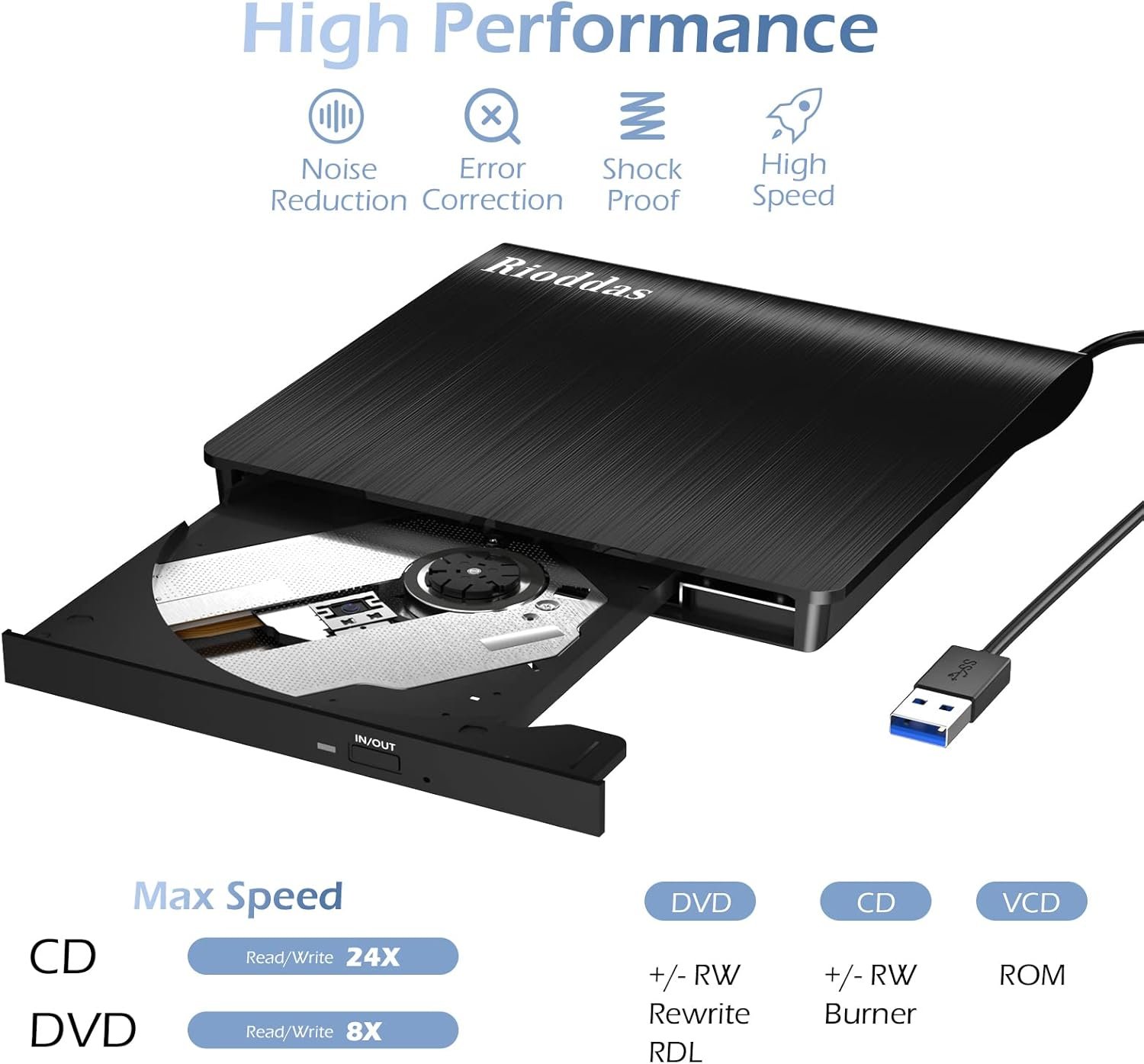 USB 3.0 便携式外置 CD/DVD 光驱，留学生宿舍插上读老家光盘瞬间解乡愁