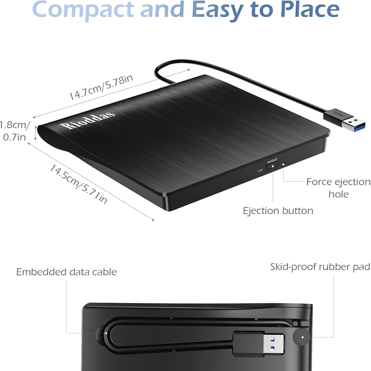 USB 3.0 便携式外置 CD/DVD 光驱，留学生宿舍插上读老家光盘瞬间解乡愁