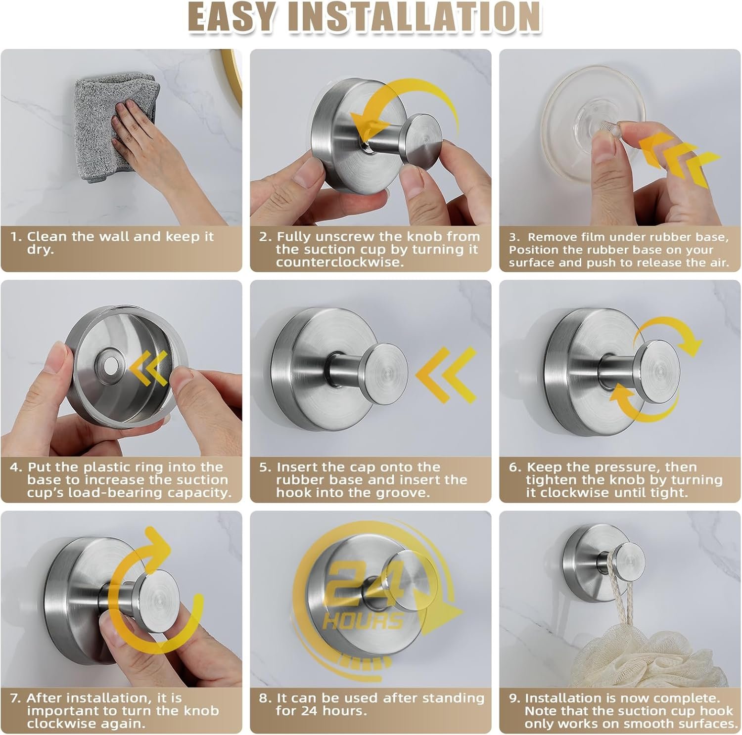 留学生浴室免钻吸盘挂钩 海外租房淋浴后瞬间收纳毛巾浴袍搓澡球 瓷砖玻璃镜面厨房光滑墙稳固(4个 拉丝镍) 留学生浴室免钻吸盘挂钩 海外租房淋浴后瞬间收纳毛巾浴袍搓澡球 瓷砖玻璃镜面厨房光滑墙稳固(4个 拉丝镍)