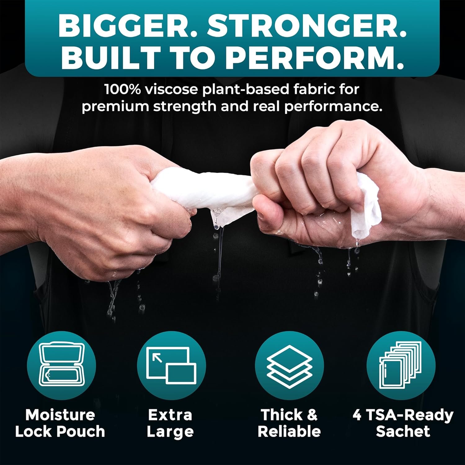 男士无冲洗身体湿巾（2包）-留学生宿舍健身后100 XL大巾+8张旅行浴巾 10x11.5英寸快速清爽洗澡巾 德臭面巾 海外小空间生存必备