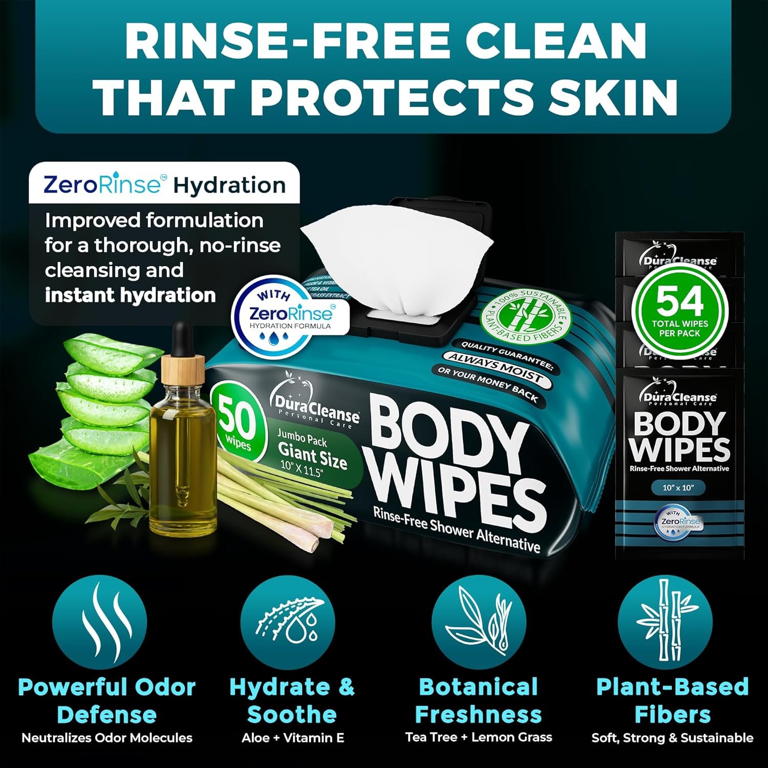 男士无冲洗身体湿巾（2包）-留学生宿舍健身后100 XL大巾+8张旅行浴巾 10x11.5英寸快速清爽洗澡巾 德臭面巾 海外小空间生存必备