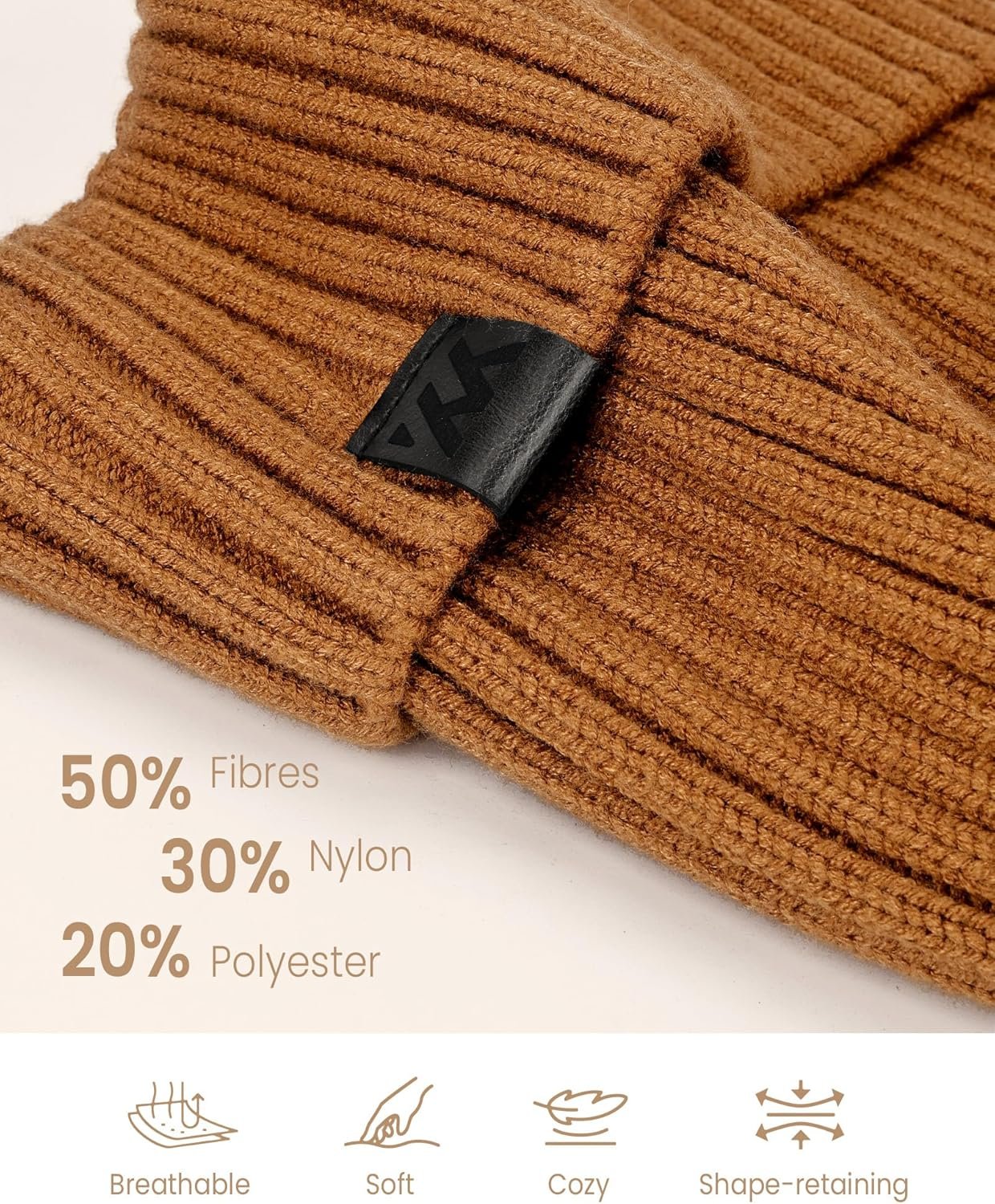 留学生海外冬日街头通勤保暖毛帽 男女Fleece内衬针织翻边滑雪帽