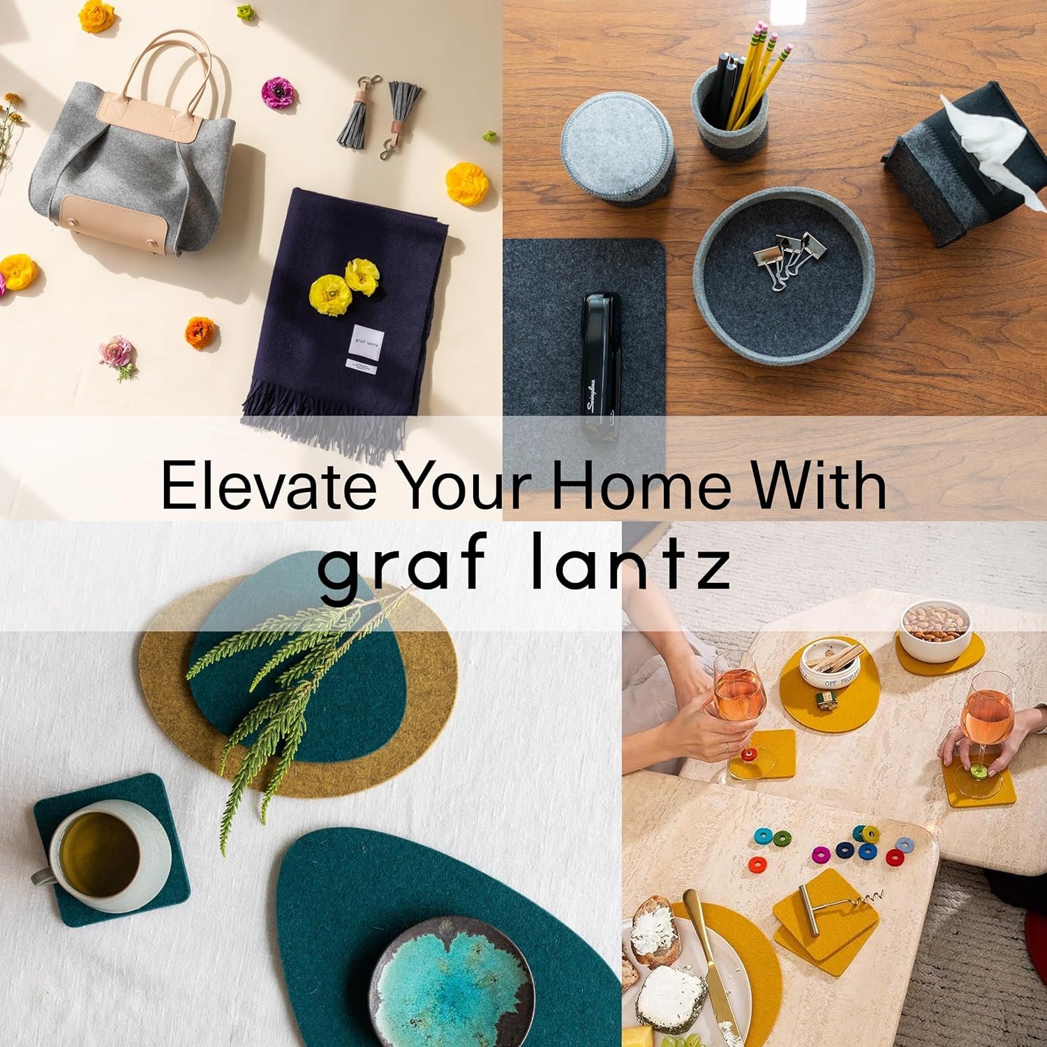 美利奴羊毛圆形杯垫4件套 海洋色4英寸 留学生公寓咖啡桌守护者 热饮防烫吸液30%重 可持续重复用 瞬间温暖小窝