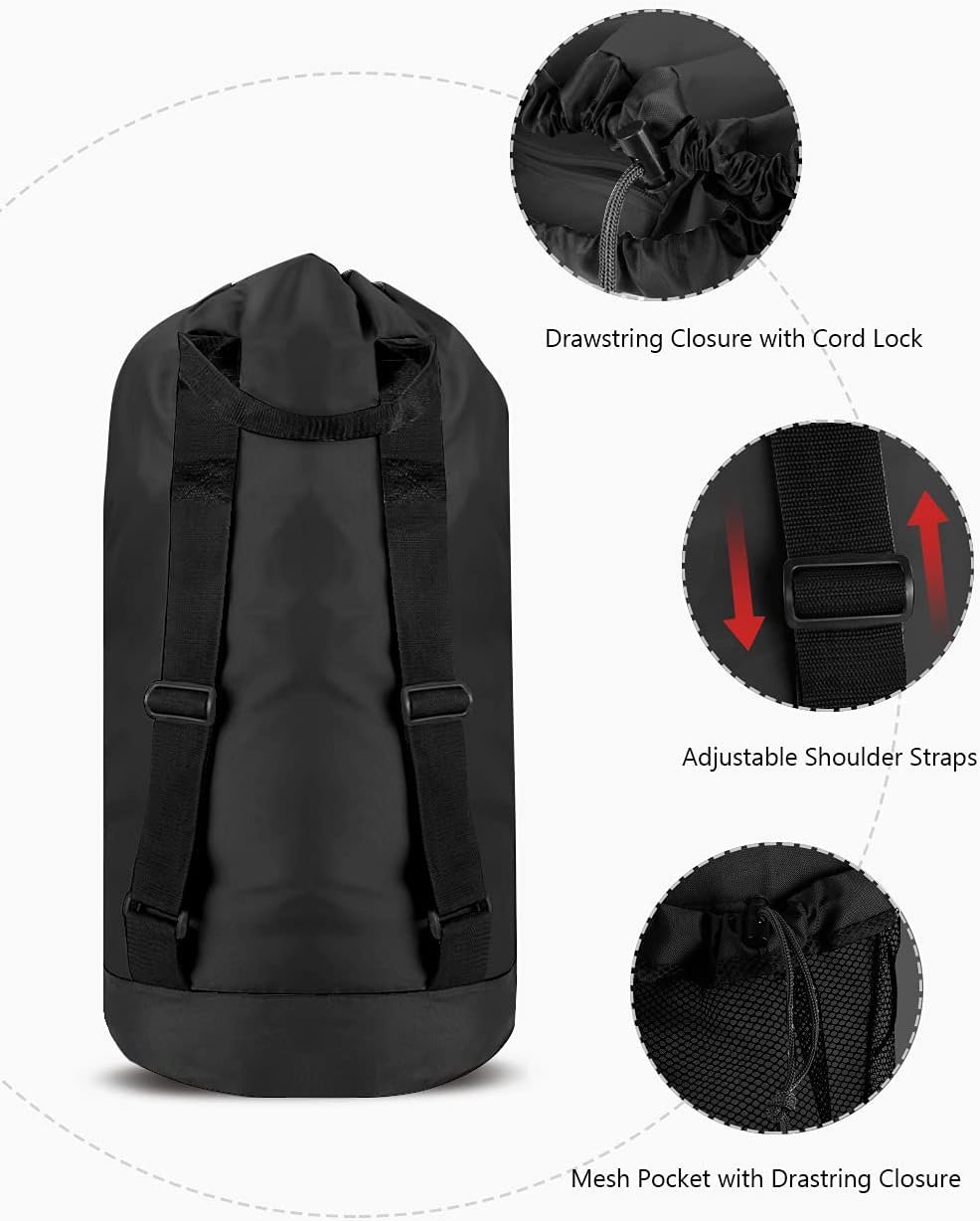 留学生宿舍自助洗衣背包 肩带网兜耐用尼龙脏衣收纳袋 抽绳关闭 公寓旅行省空间利器