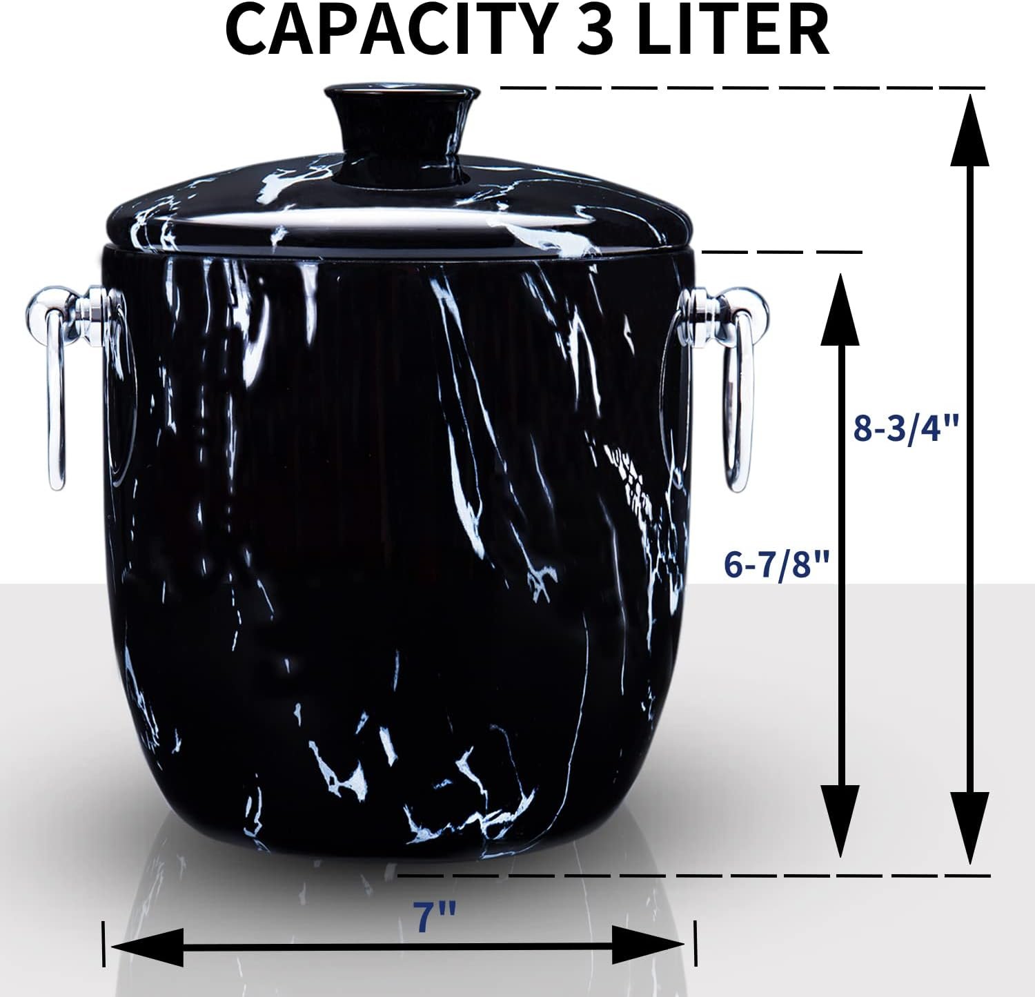 留学生宿舍派对调酒神器:保温不锈钢冰桶带盖勺钳过滤器 3L黑大理石 冰块持久冷冻轻松chill酒香槟 留学生宿舍派对调酒神器:保温不锈钢冰桶带盖勺钳过滤器 3L黑大理石 冰块持久冷冻轻松chill酒香槟