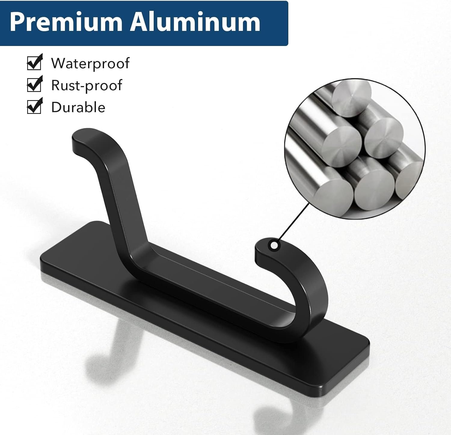 留学生宿舍门后速挂钩：13LB强粘无痕墙钩 外套毛巾收纳黑4件