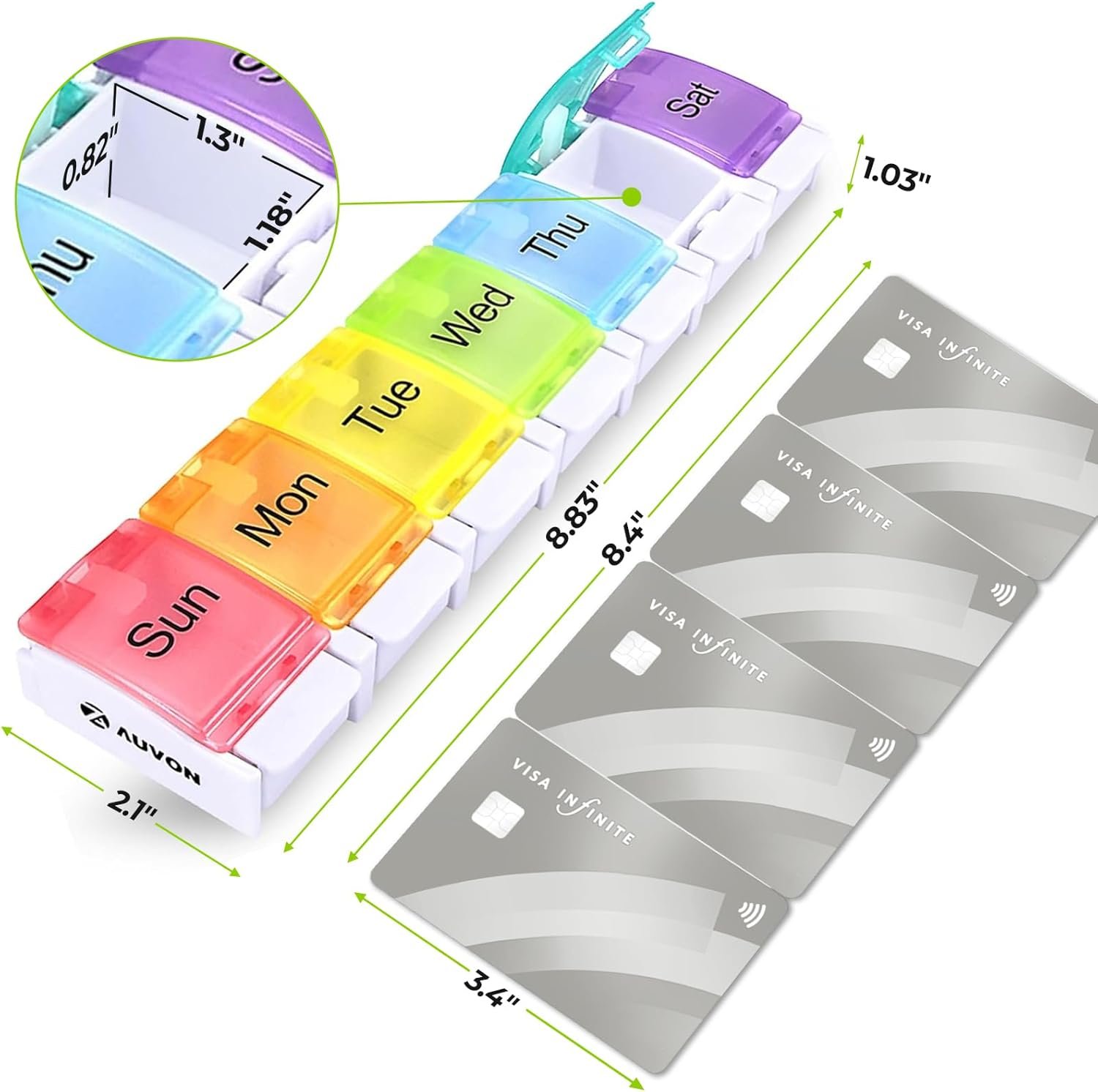 留学生宿舍一周维生素整理盒 关节友好弹簧大开合旅行7天药盒 BPA免费大容量