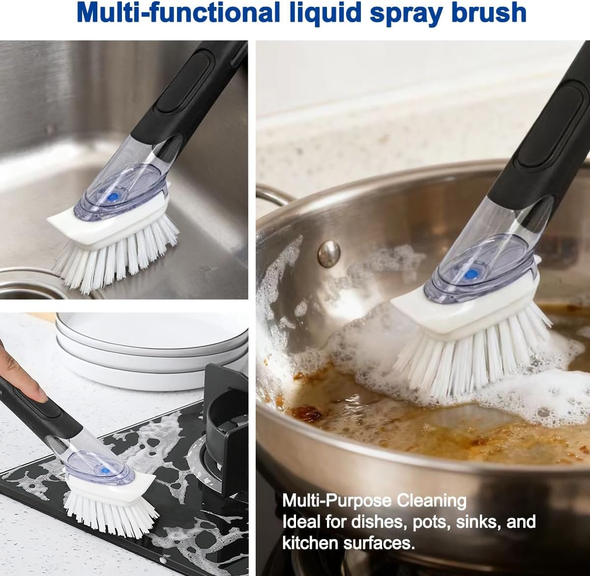 带肥皂泵重型洗碗刷，留学生宿舍厨房一泵速洁油腻锅碗