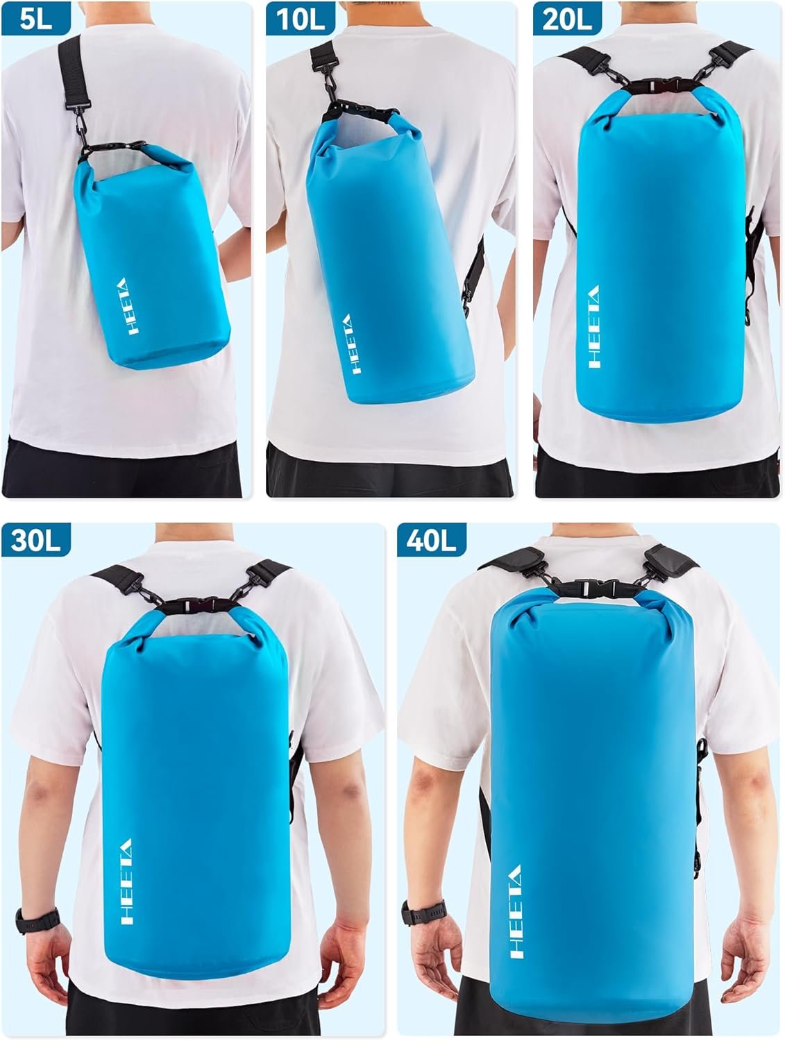 5L/10L/20L/30L/40L卷顶防水干袋轻便背包 带紧急哨子 留学生海外海滩游泳划艇旅行野营守护手机护照 5L/10L/20L/30L/40L卷顶防水干袋轻便背包 带紧急哨子 留学生海外海滩游泳划艇旅行野营守护手机护照