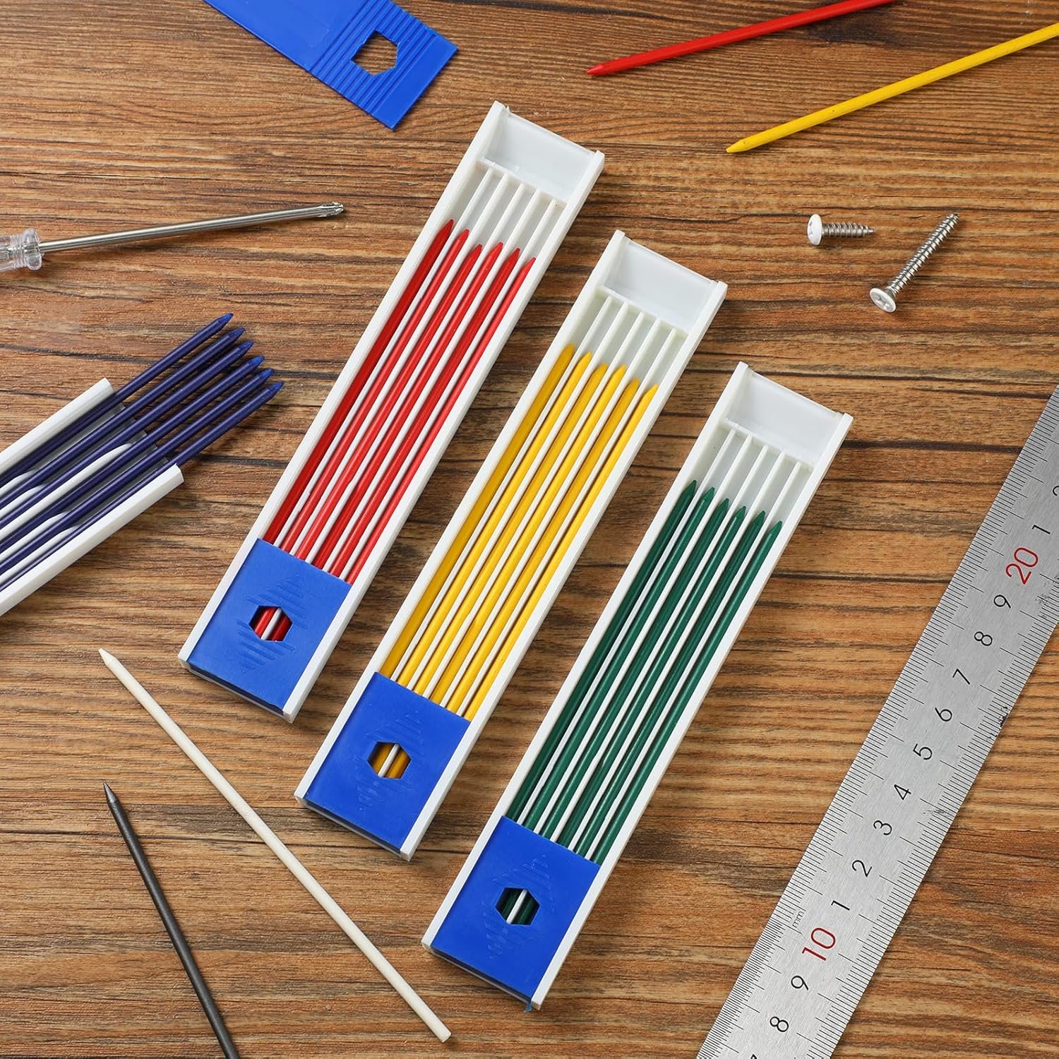 60根2.8mm木工铅芯 留学生宿舍DIY家具标记耐用替换芯 干性机械笔多色绘图工具