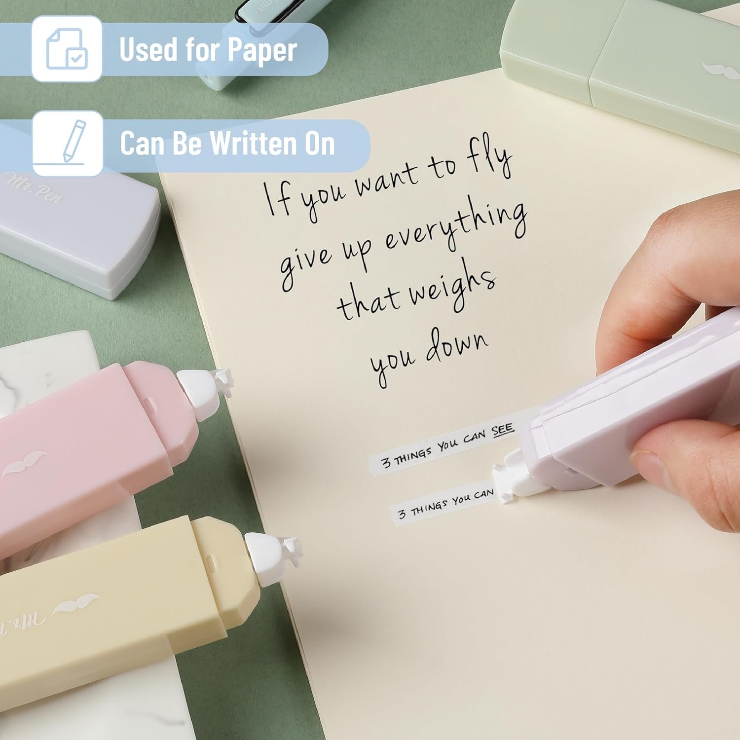 留学生赶Due笔记救星：可爱粉彩修正带 0.2英寸x197英寸 12件 瞬间纠错 整洁高效提振学习动力