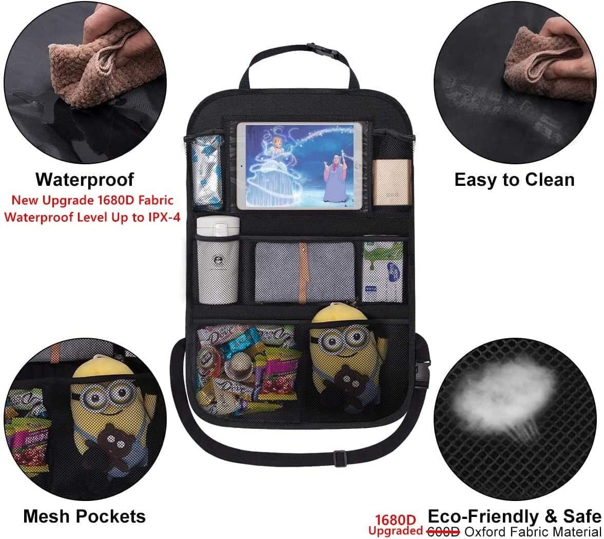 后座车收纳组织垫 触屏平板支架储物袋 留学生海外自驾带娃路途零乱玩具一键归位