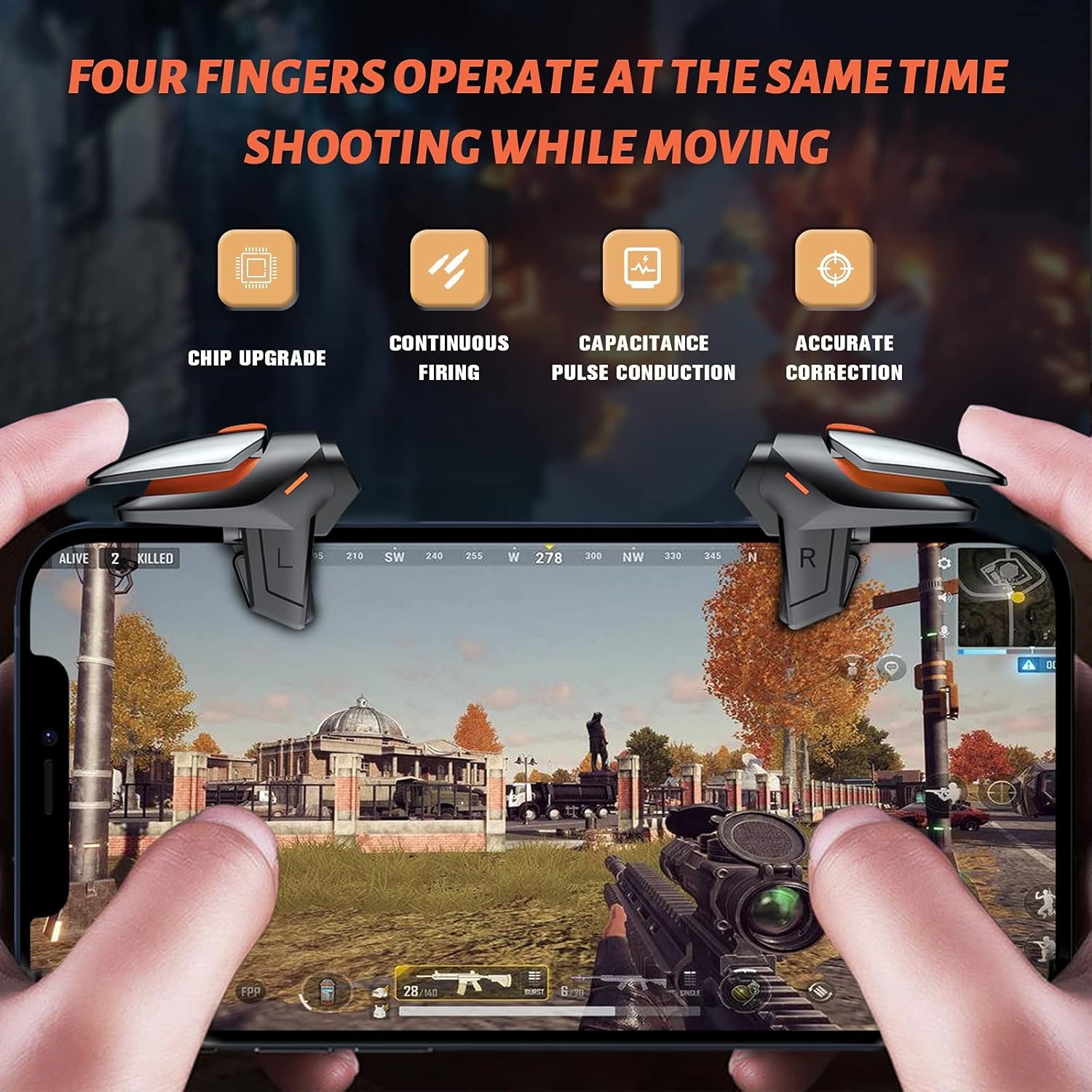 手机PUBG游戏触发器一对 留学生宿舍开黑吃鸡神器 厚款敏感瞄准射击 iOS安卓黑