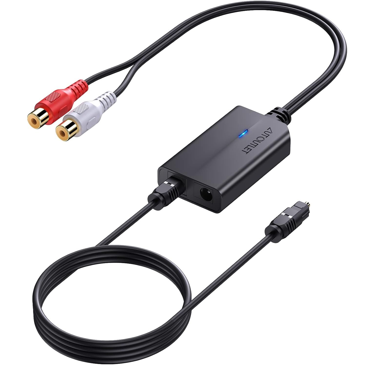 192kHz 光纤转RCA DAC转换器 留学生宿舍高清音乐电影解码神器 数字SPDIF/Optical/Toslink转模拟音频适配器 带3ft线缆 兼容游戏机蓝光DVD HDTV