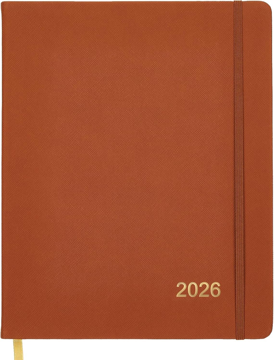 2026纹理封面周月计划本8x10英寸 留学生海外赶due神器14个月全覆盖(2025.11-2026.12)轻松统筹学业旅行日常(棕色) 2026纹理封面周月计划本8x10英寸 留学生海外赶due神器14个月全覆盖(2025.11-2026.12)轻松统筹学业旅行日常(棕色)