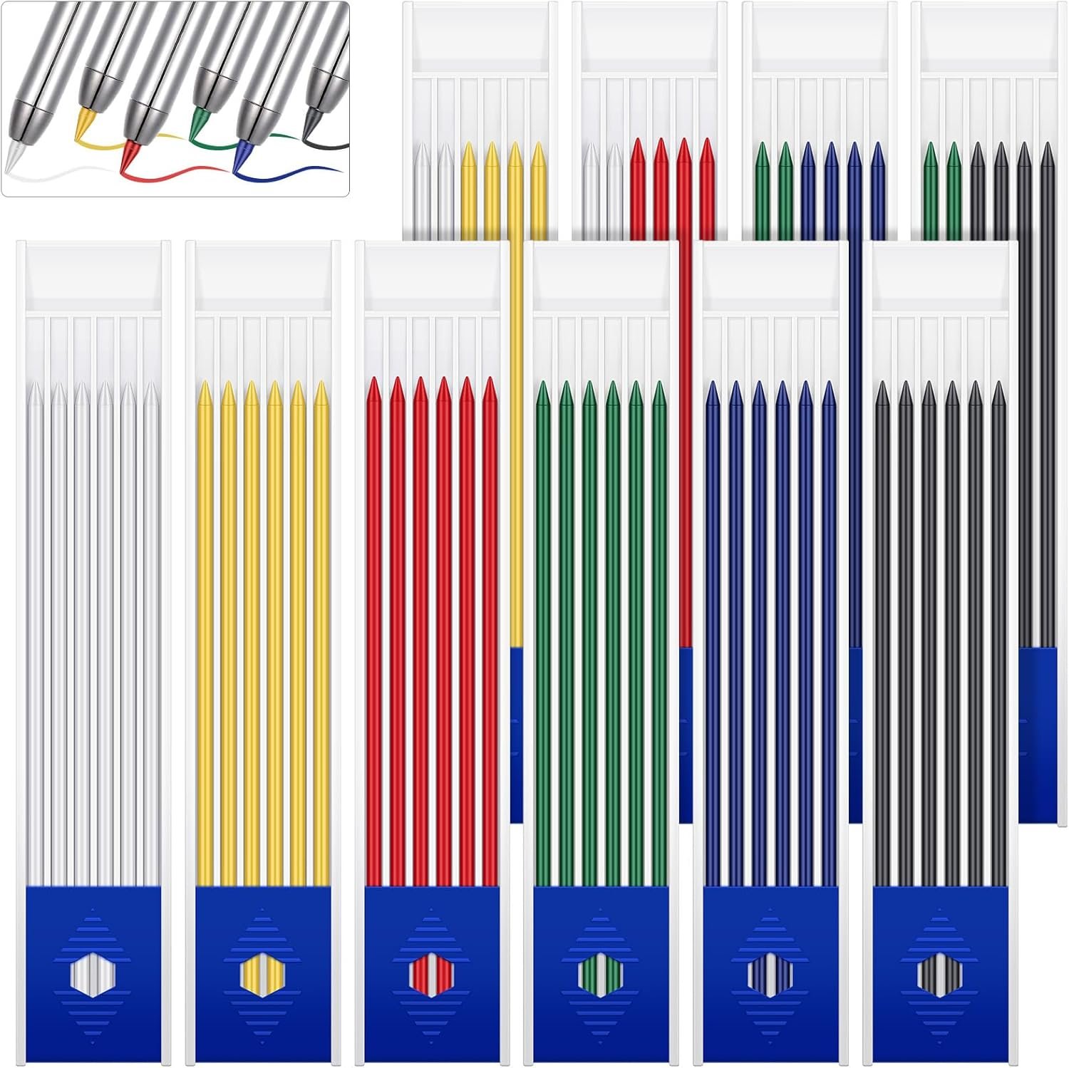 60根2.8mm木工铅芯 留学生宿舍DIY家具标记耐用替换芯 干性机械笔多色绘图工具