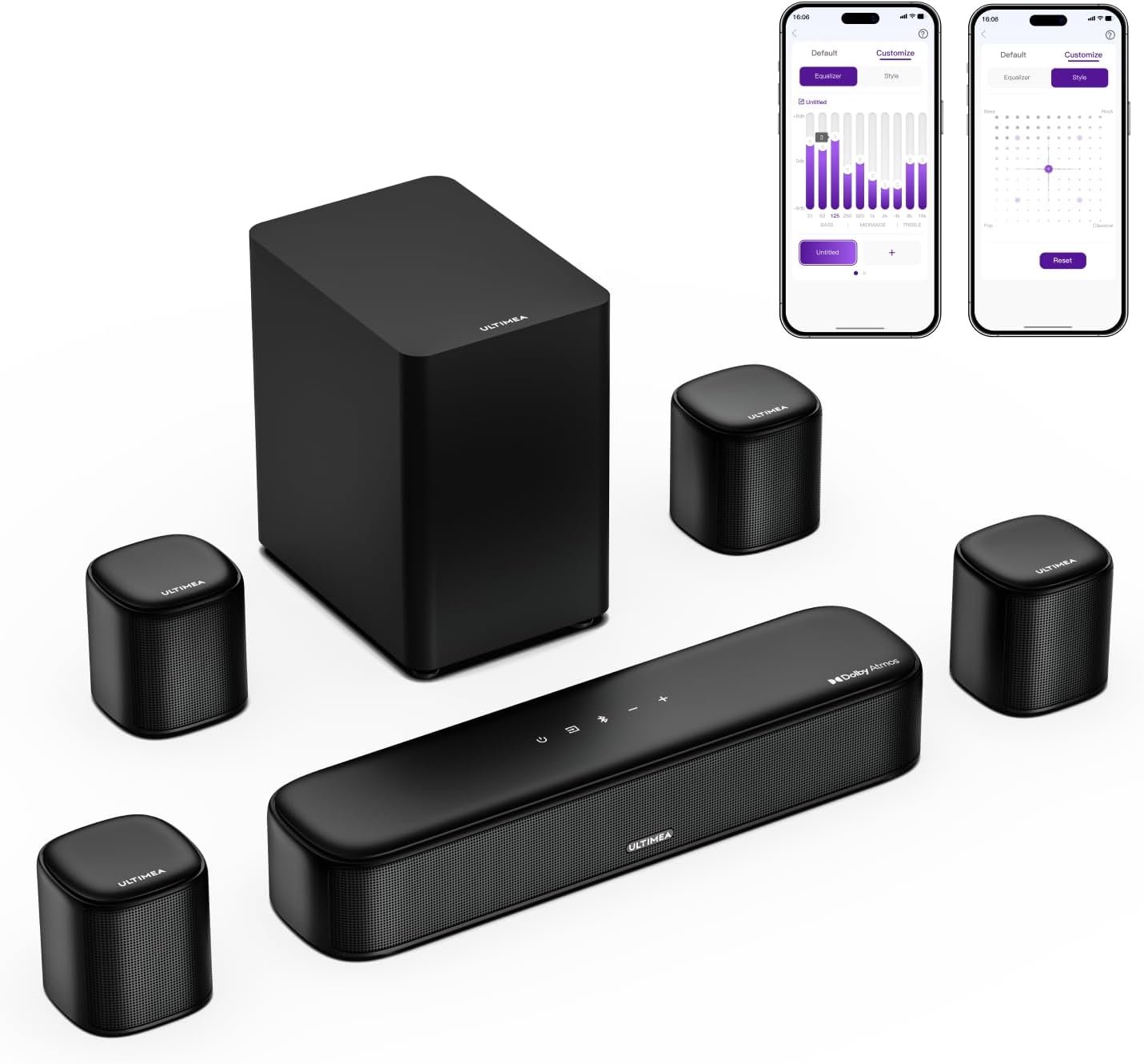 7.1声道 Dolby Atmos 音响条带环绕扬声器低音炮，留学生租房公寓影院升级，App遥控沉浸追剧解压神器