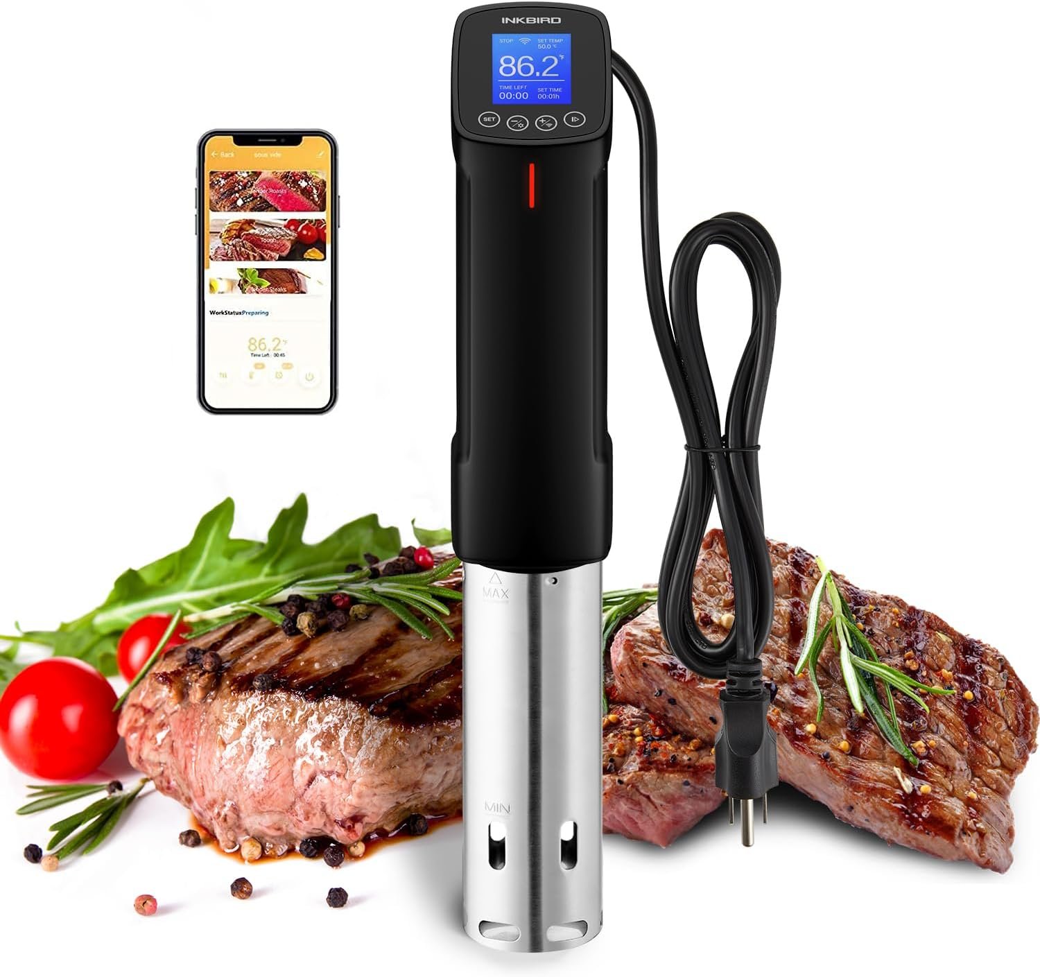 留学生海外小厨房解乡愁：WiFi Sous Vide 1000W 浸没式烹饪机，APP预设食谱远程操控精准煮美食，赶due边学边享家乡美味