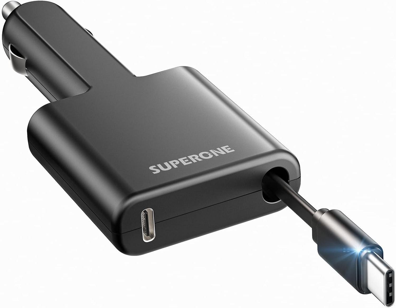 [留学生自驾途中一拽即充方案]:超薄可伸缩USB C车载充电器快充手机平板通用(带USB C线)